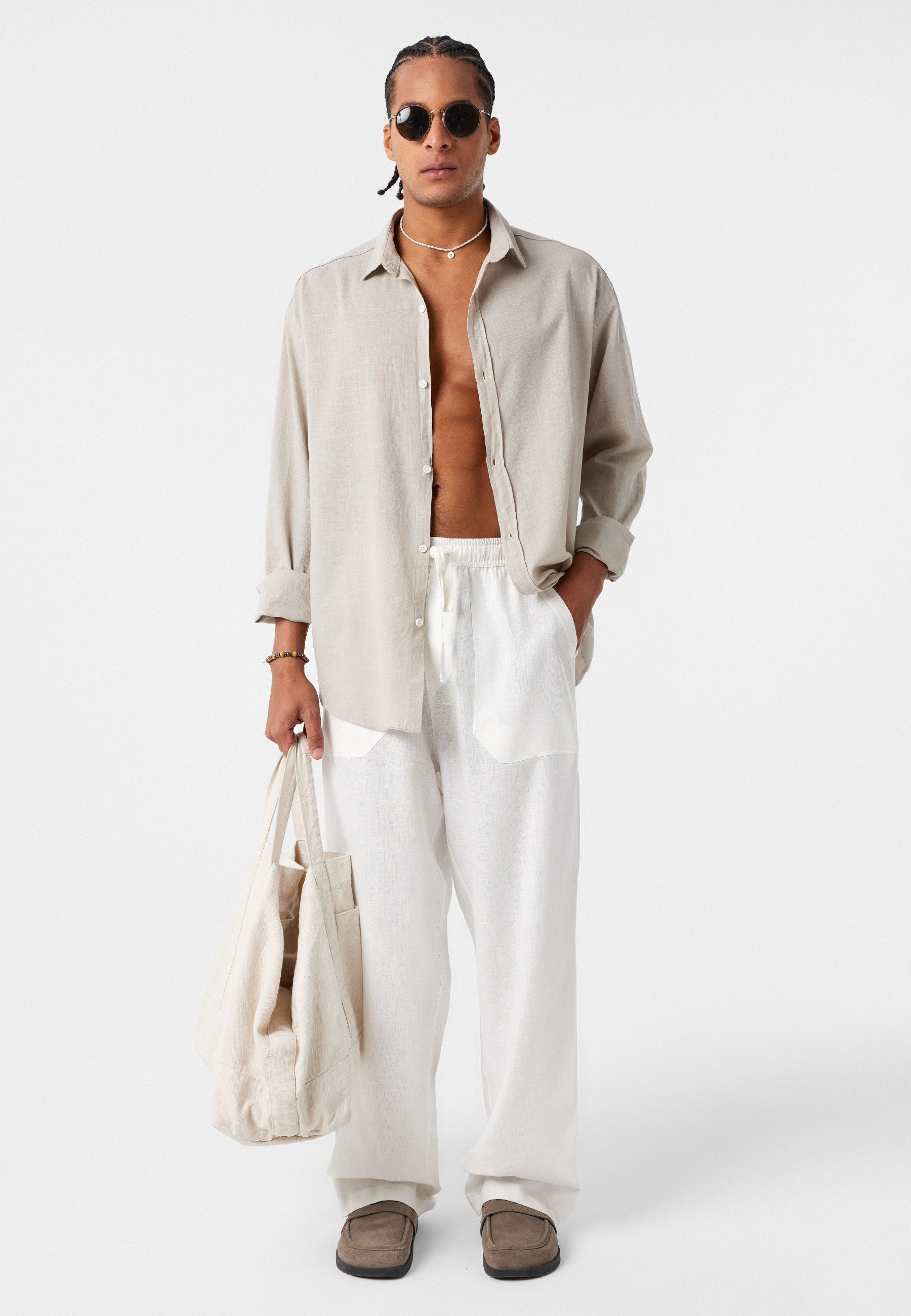 Cream Beige Comfort Fit Button-Up Shirt – Lightweight Everyday Essential