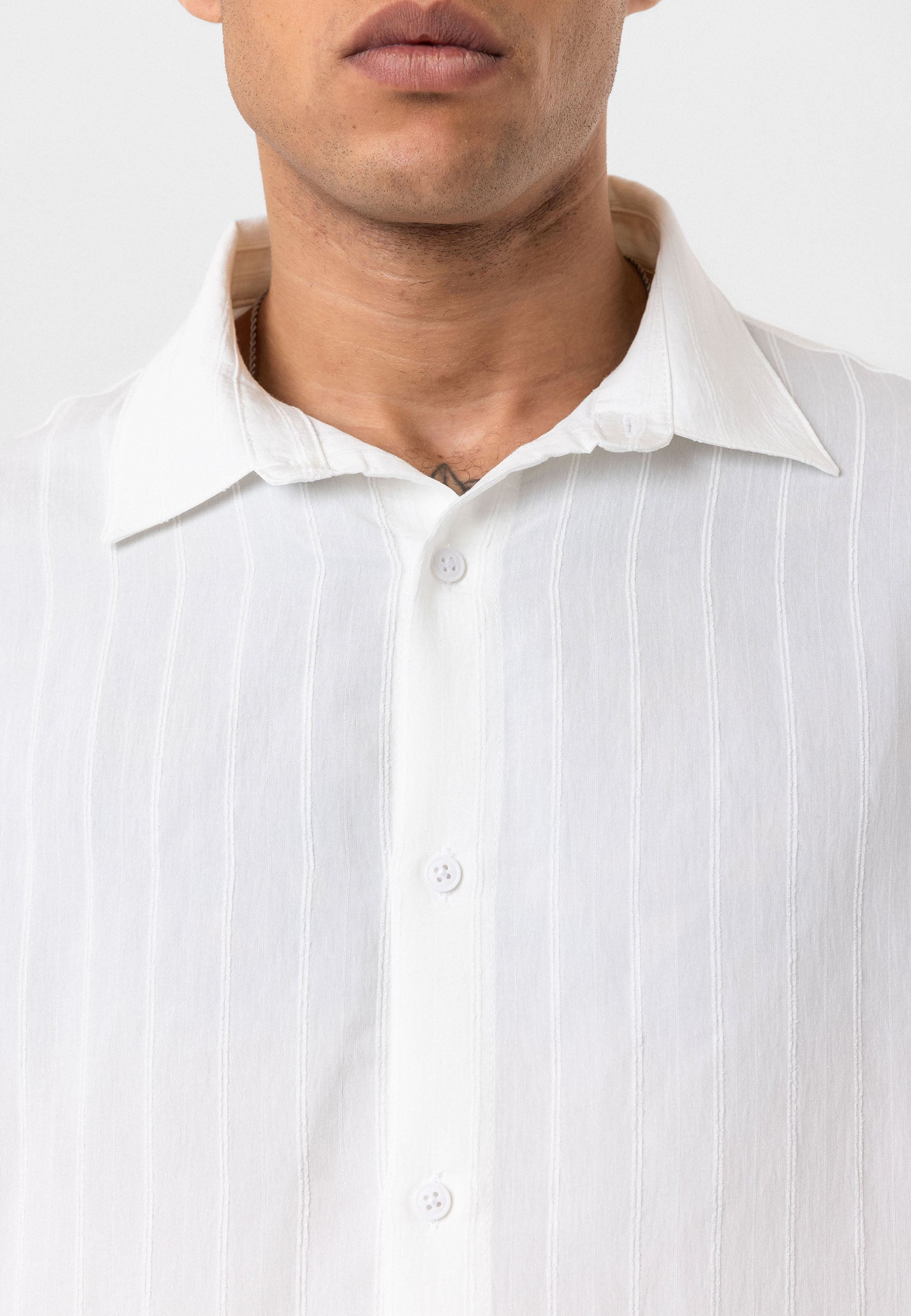 Crisp White Striped Long Sleeve Shirt – Relaxed Street Style