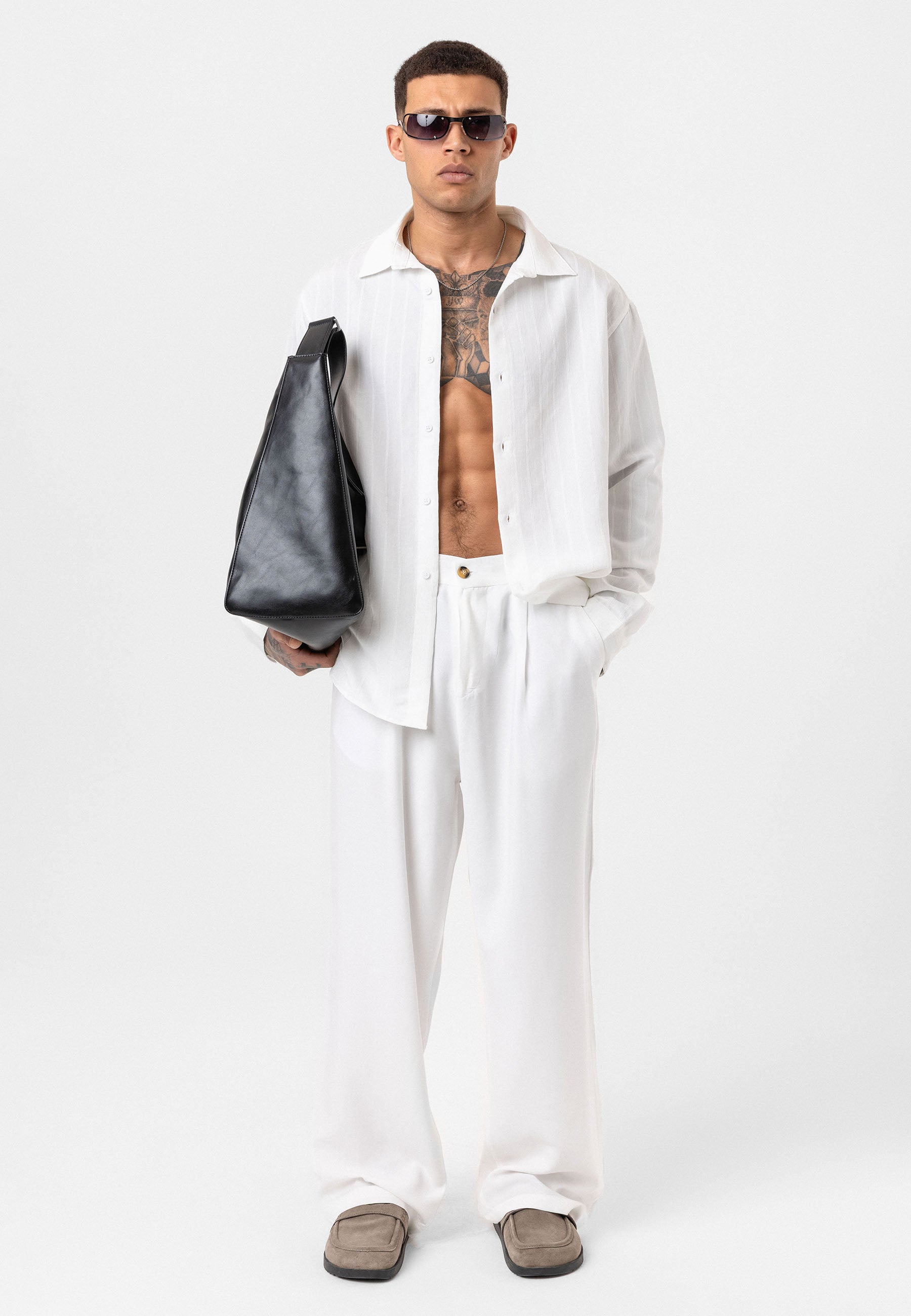 Crisp White Striped Long Sleeve Shirt – Relaxed Street Style