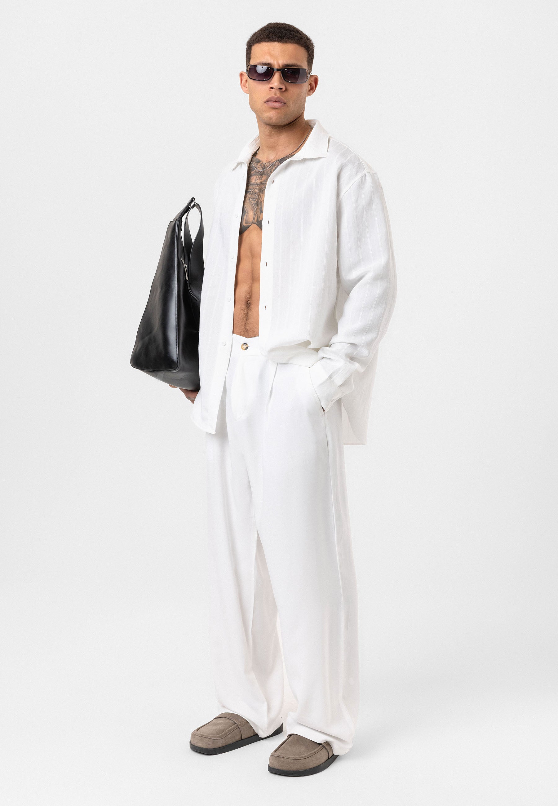 Crisp White Striped Long Sleeve Shirt – Relaxed Street Style