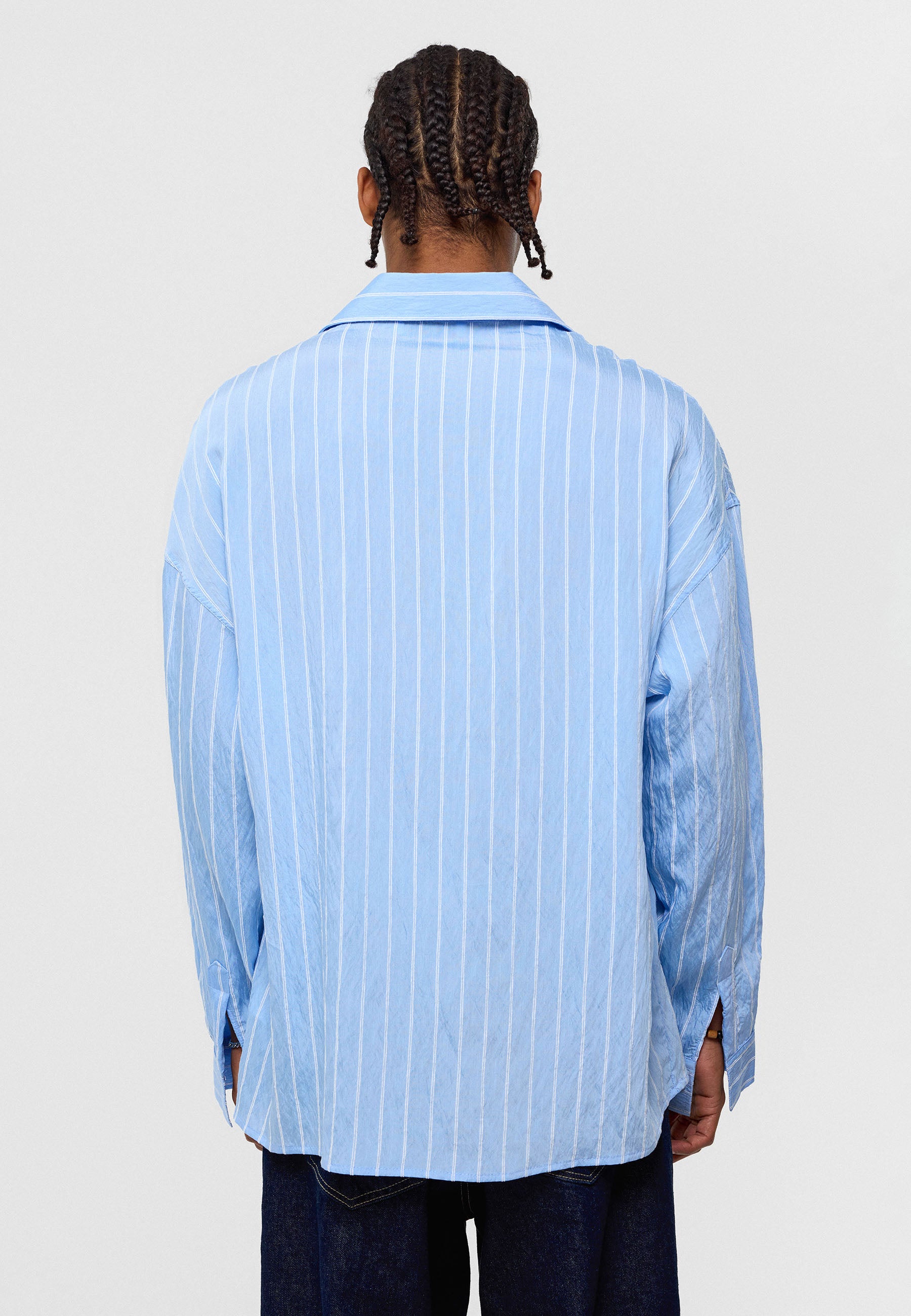 Pale Sky Blue Oversized Striped Long‑Sleeve Shirt – Breezy & Stylish Essentials