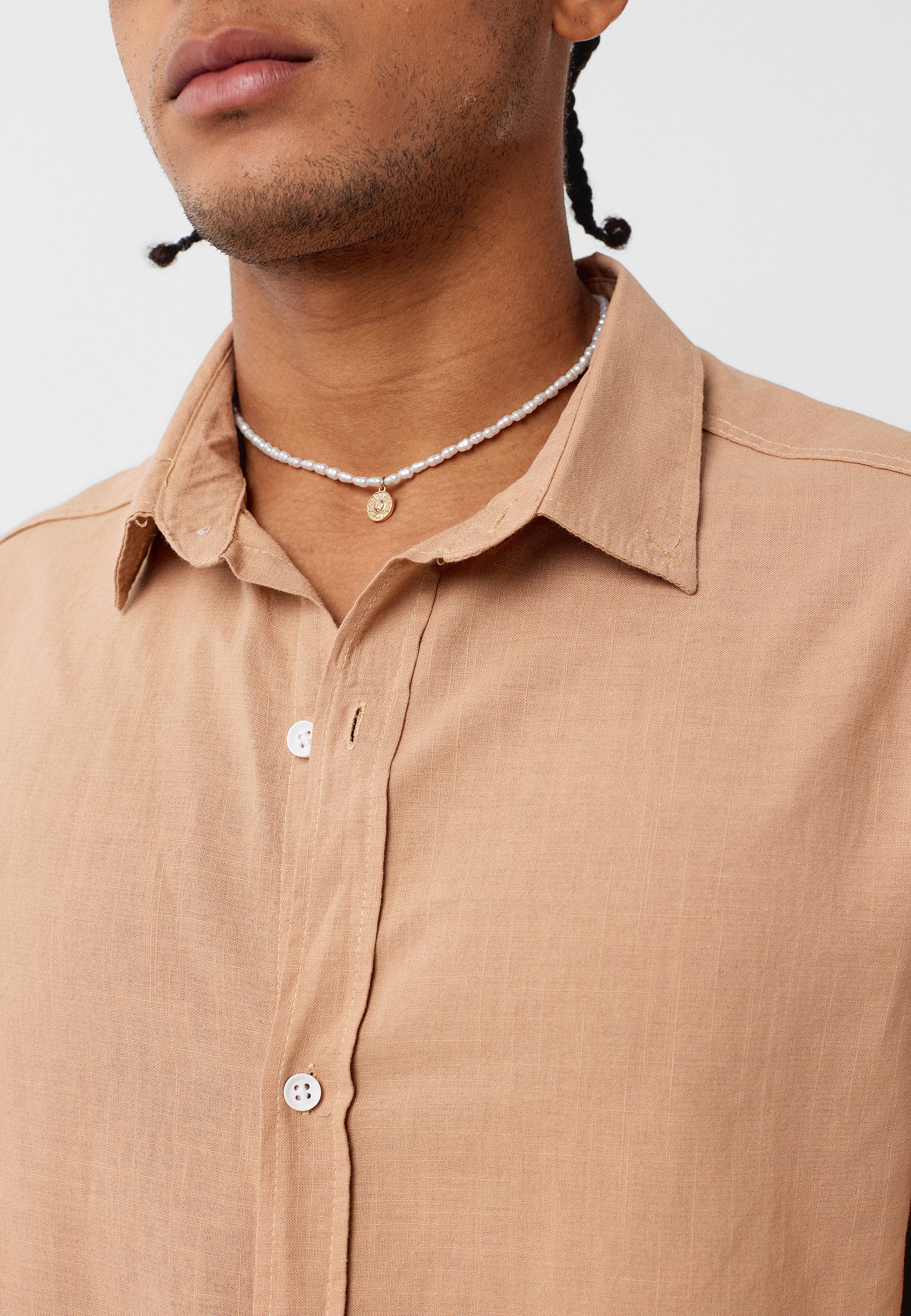 Dusty Camel Button‑Up Shirt – Warm & Relaxed Everyday Feel
