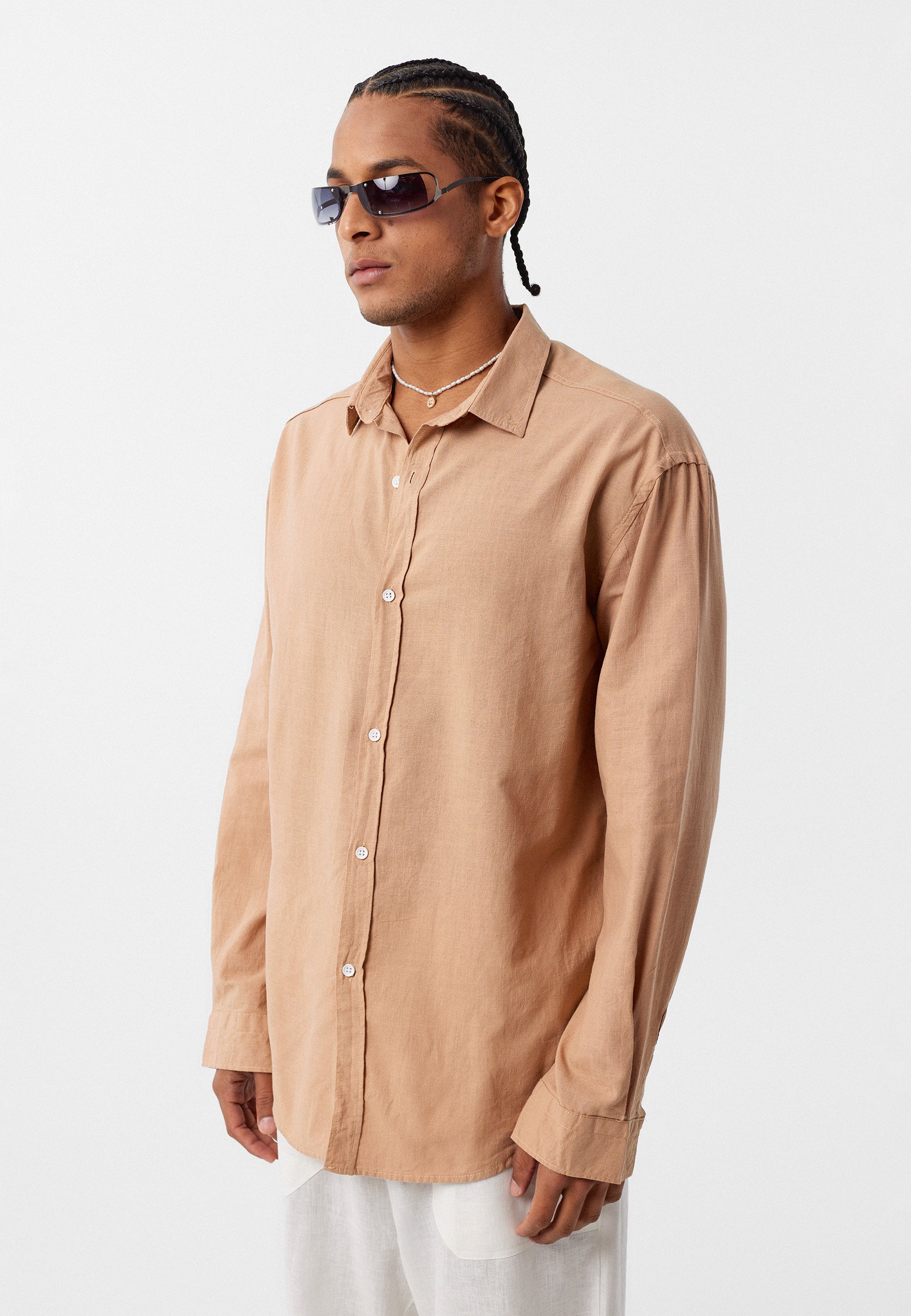 Dusty Camel Button‑Up Shirt – Warm & Relaxed Everyday Feel