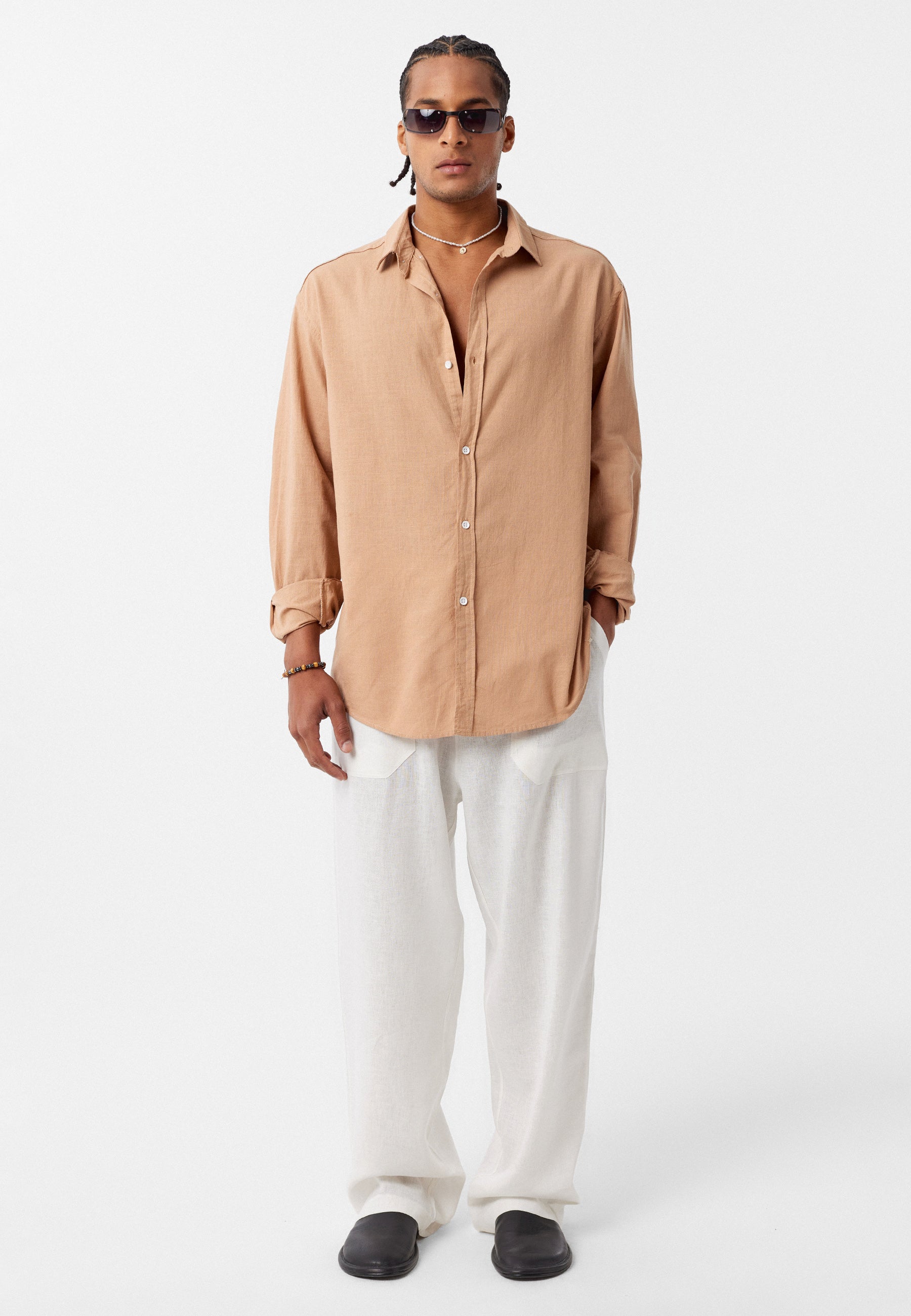 Dusty Camel Button‑Up Shirt – Warm & Relaxed Everyday Feel
