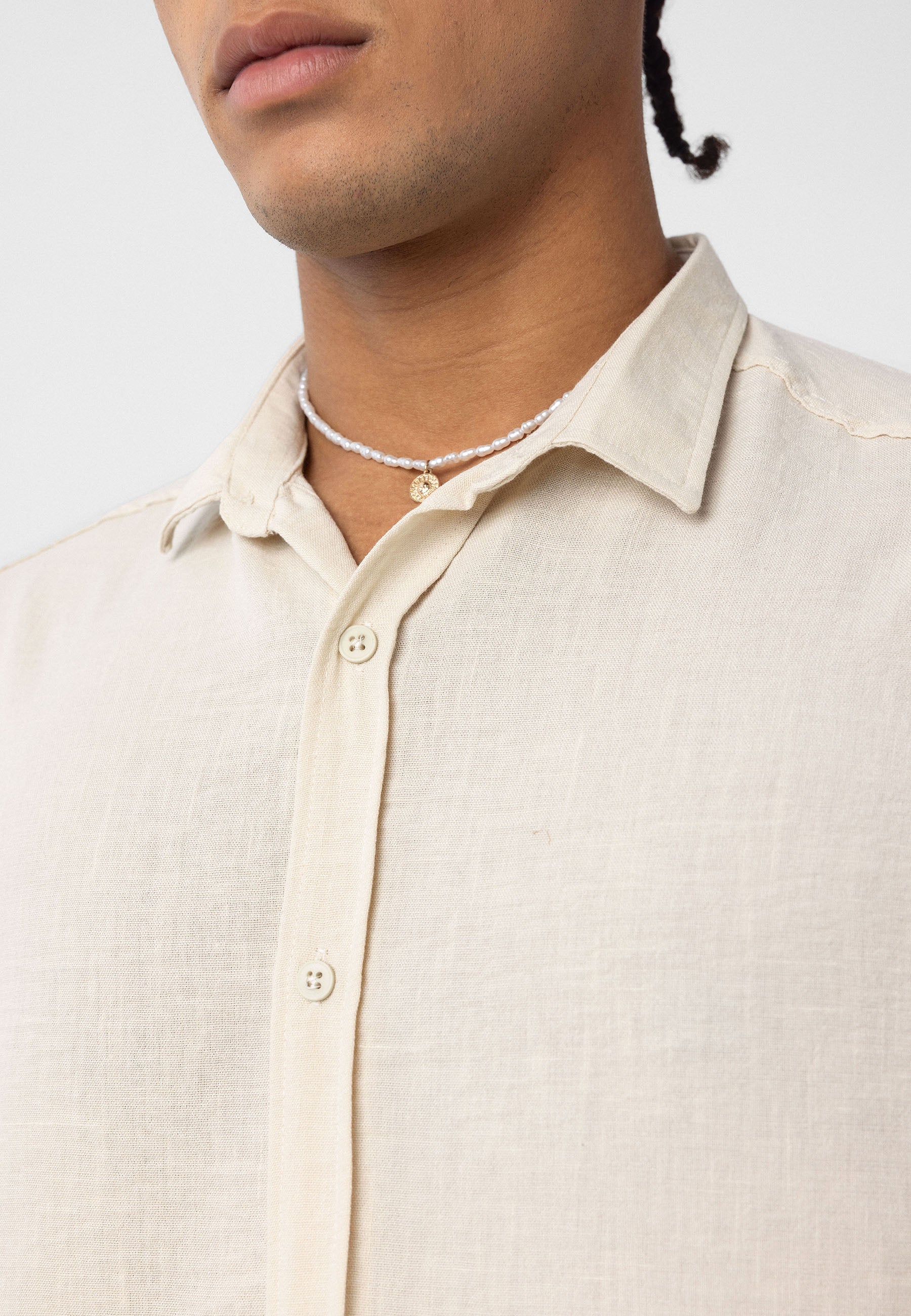 Natural Oat Beige Linen-Blend Shirt – Effortless Summer Classic