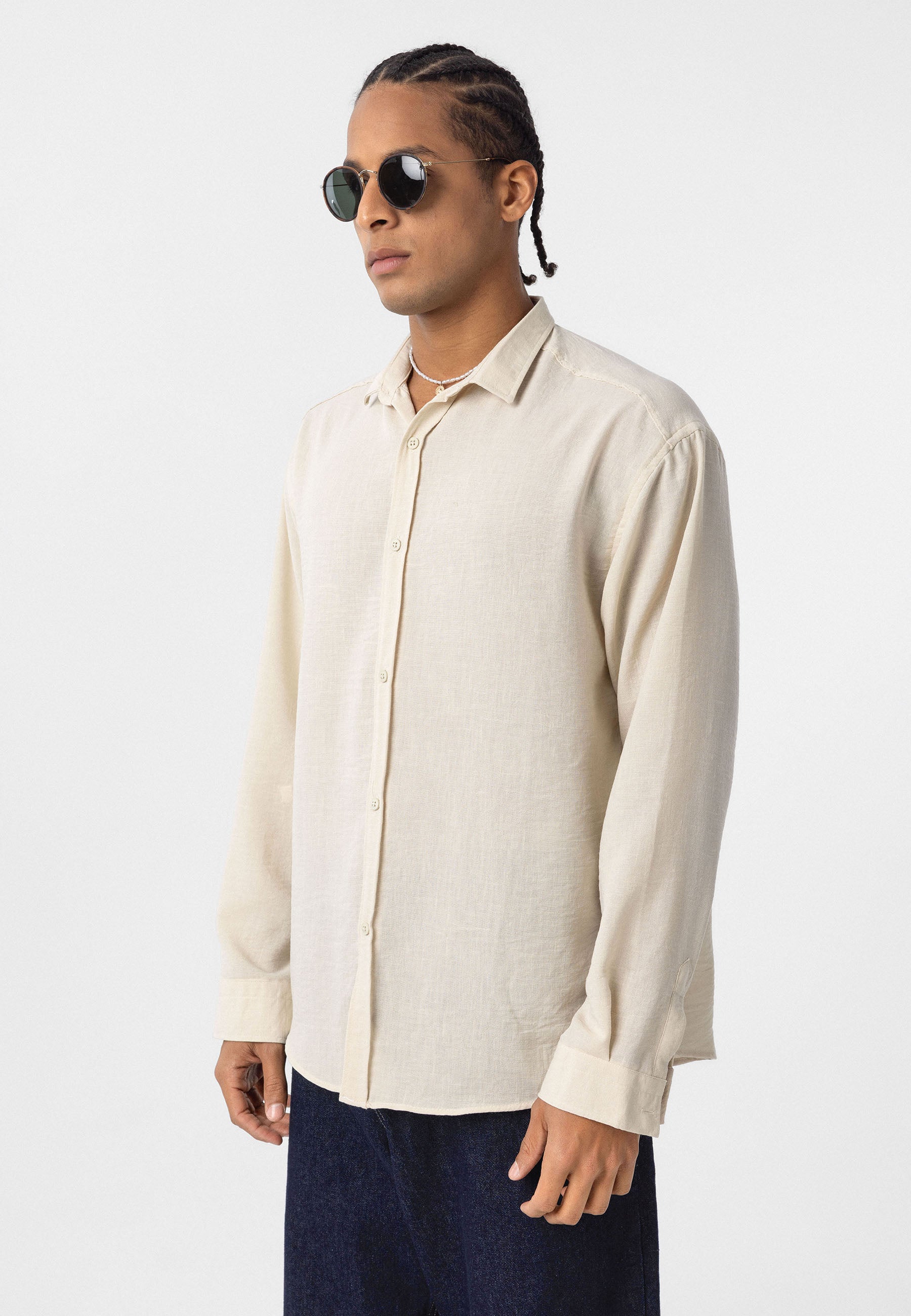 Natural Oat Beige Linen-Blend Shirt – Effortless Summer Classic