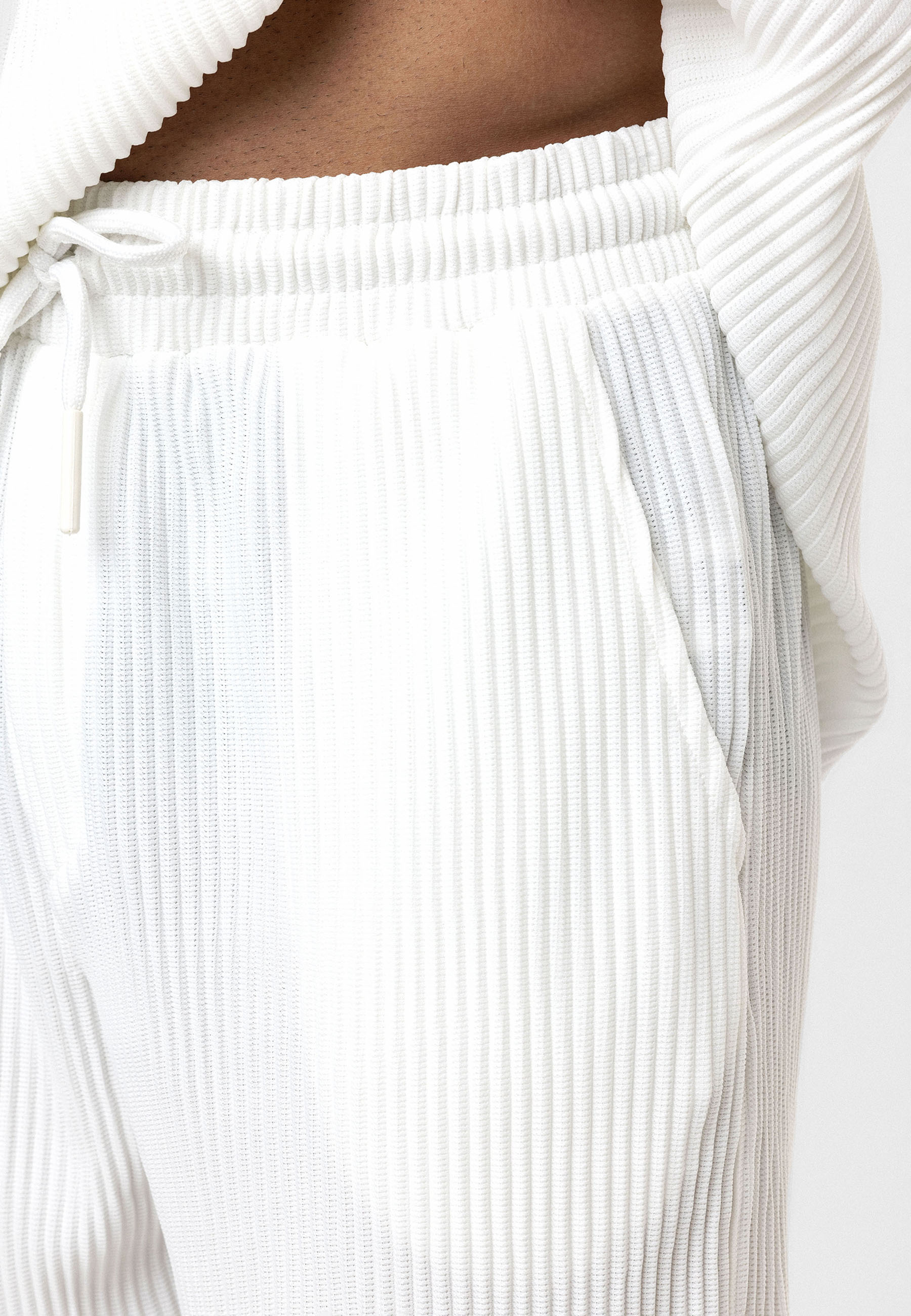 White Men’s Oversized Ribbed T-Shirt Textured Streetwear Fit