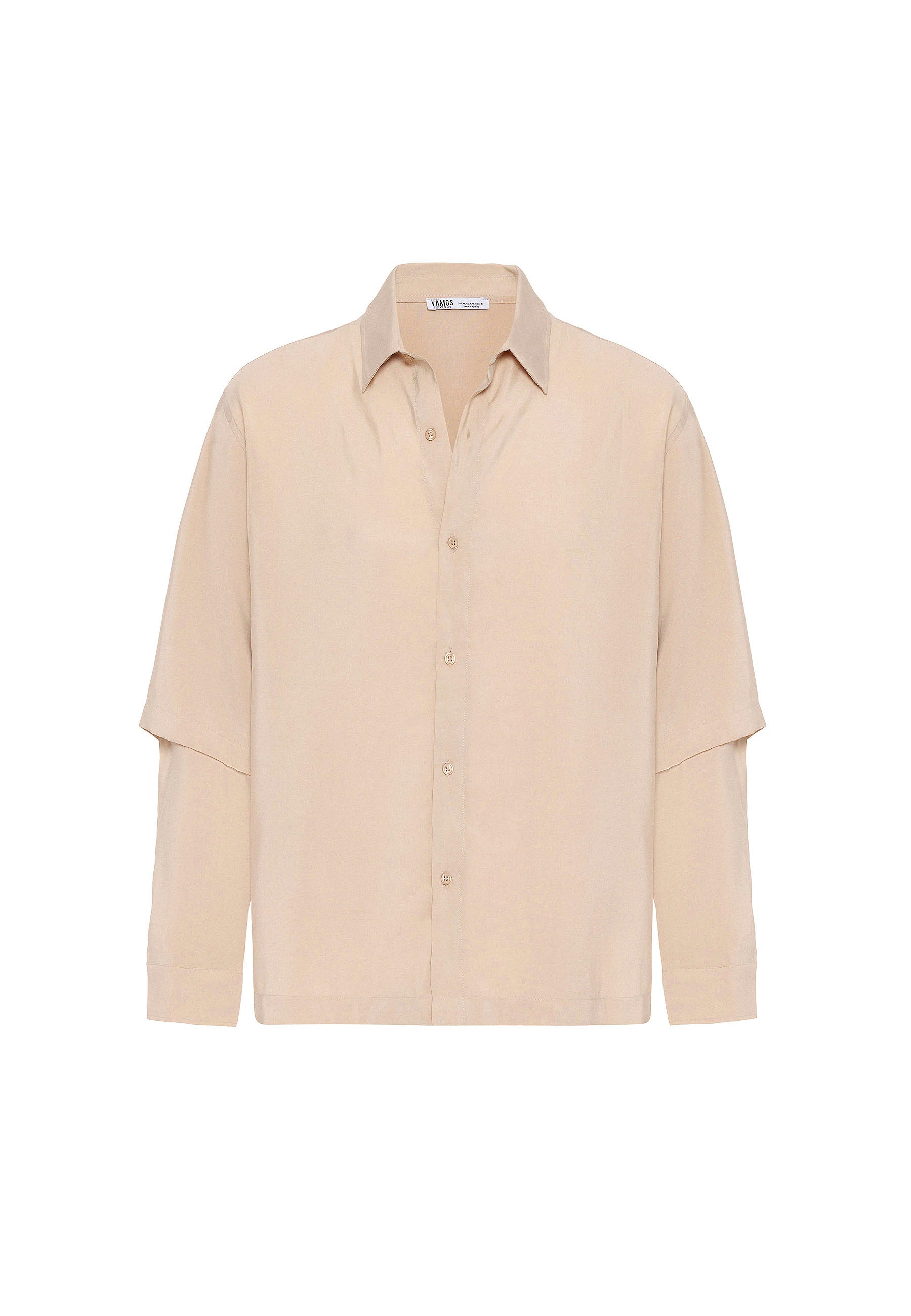 Light Beige Button-Up Shirt – Comfort Fit, Soft Everyday Style