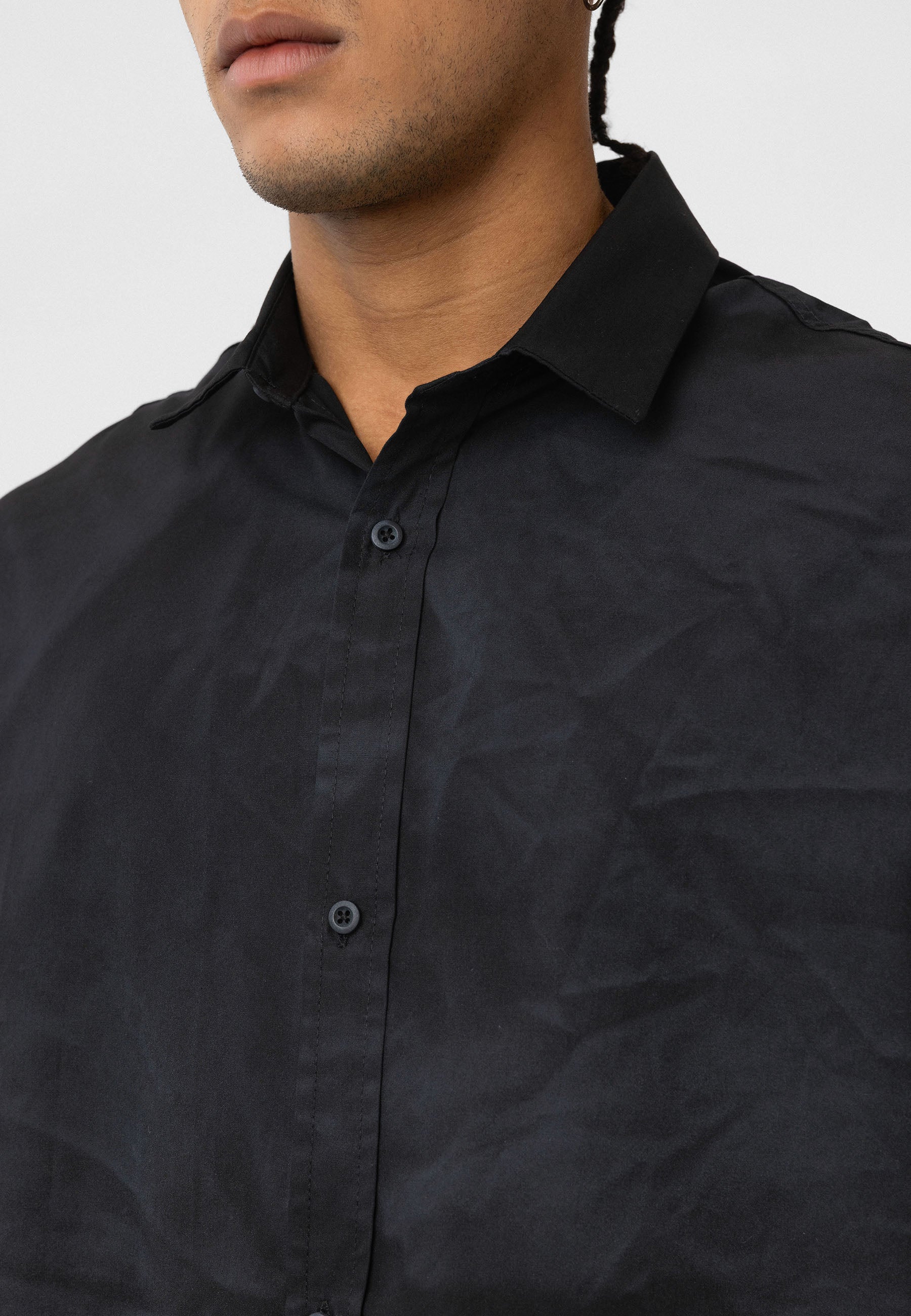 Rich Washed Black Oversize Poplin Shirt – Relaxed Streetwear Staple