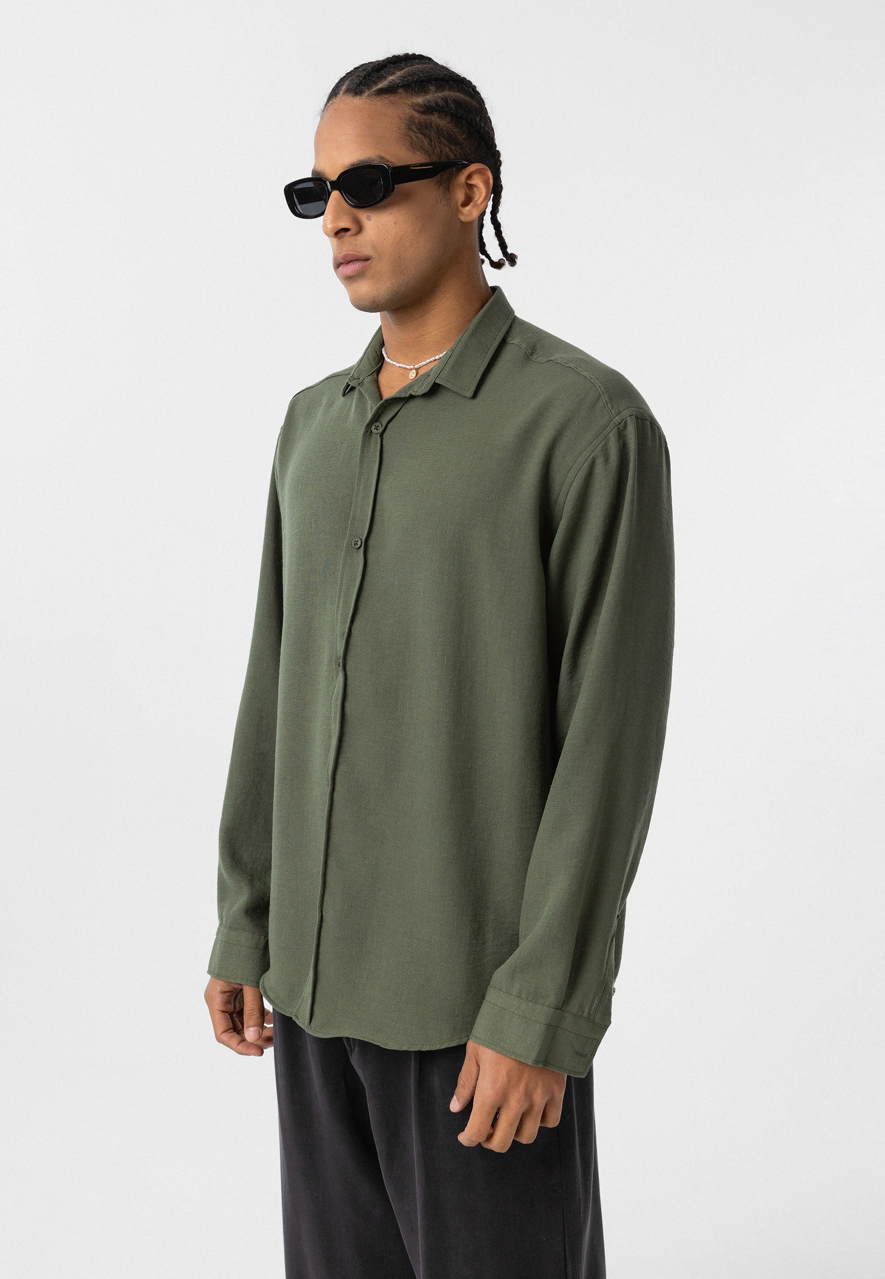 Pure Black Comfort Fit Button-Up Shirt – Timeless Essential