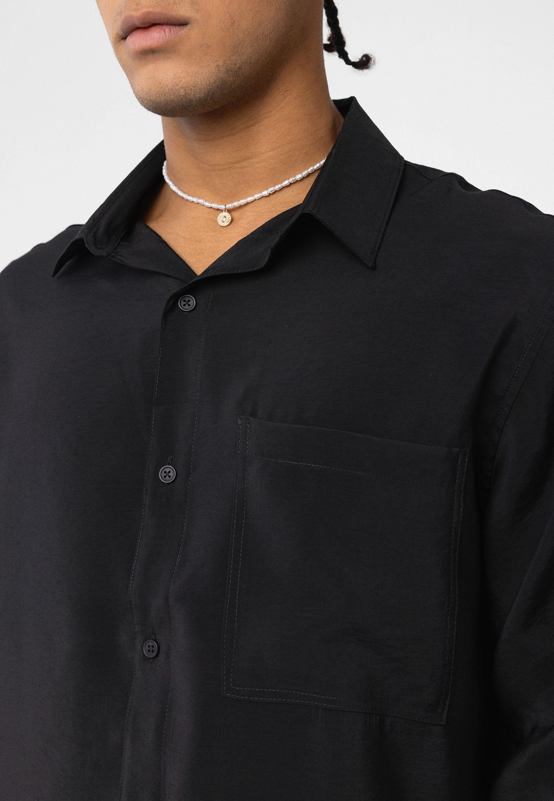 Black Button-Up Shirt – Comfort Fit, Clean Modern Style