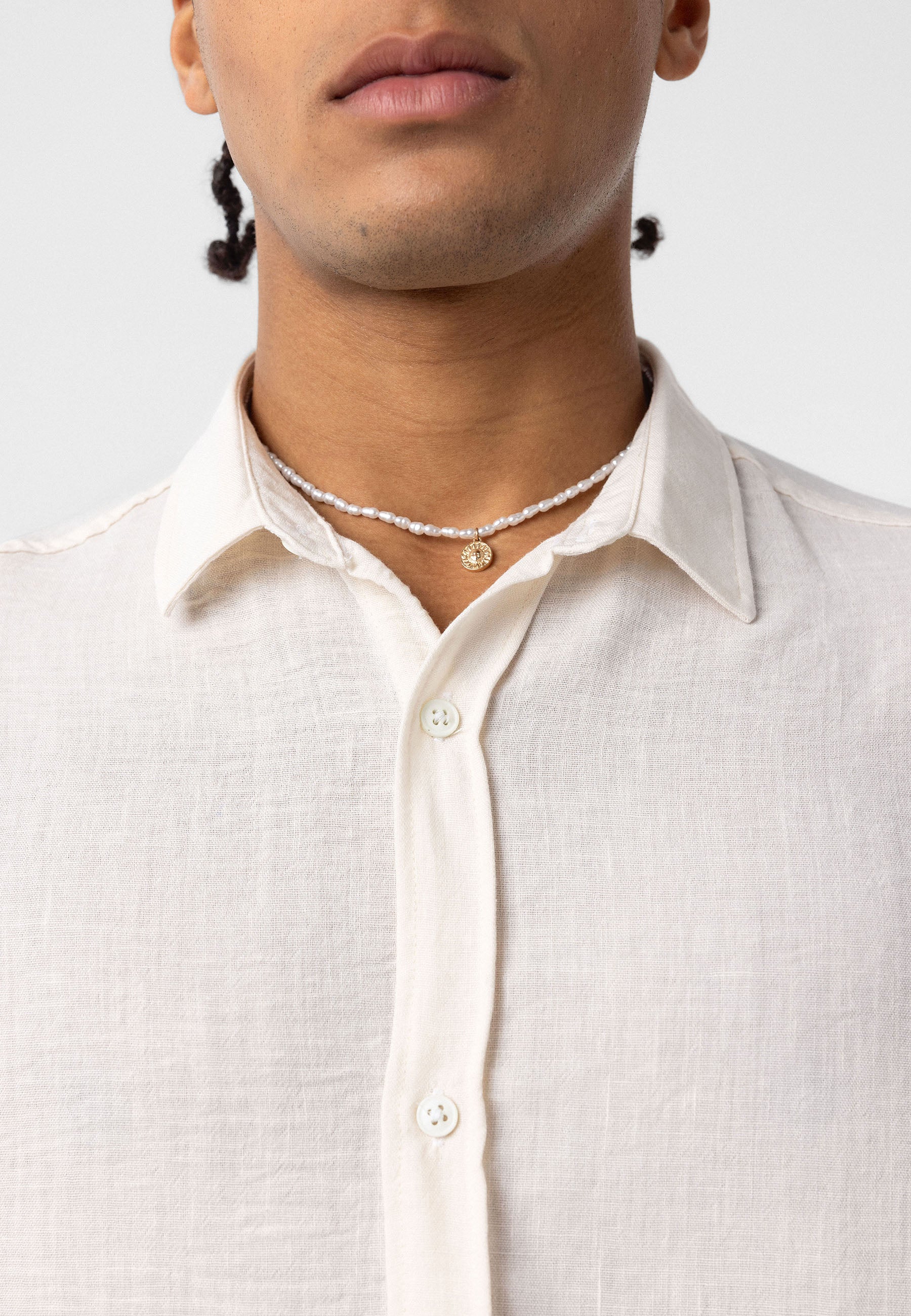 Dark Beige white Comfort Fit Button‑Up Shirt — Relaxed Everyday Essential