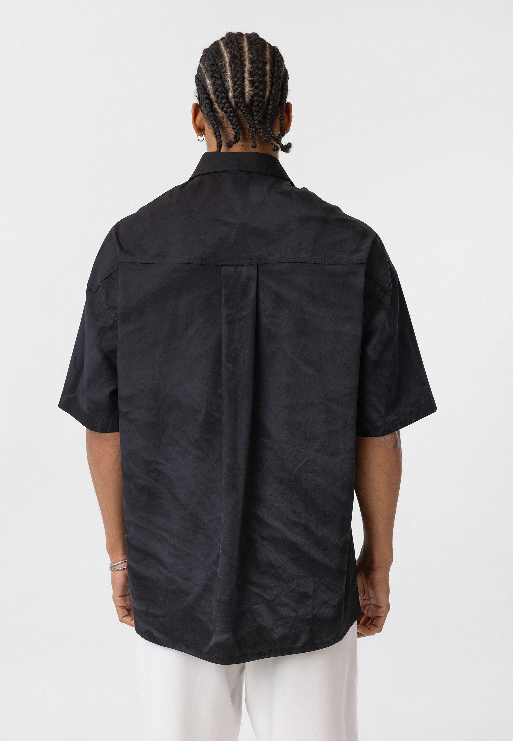 Rich Washed Black Oversize Poplin Shirt – Relaxed Streetwear Staple