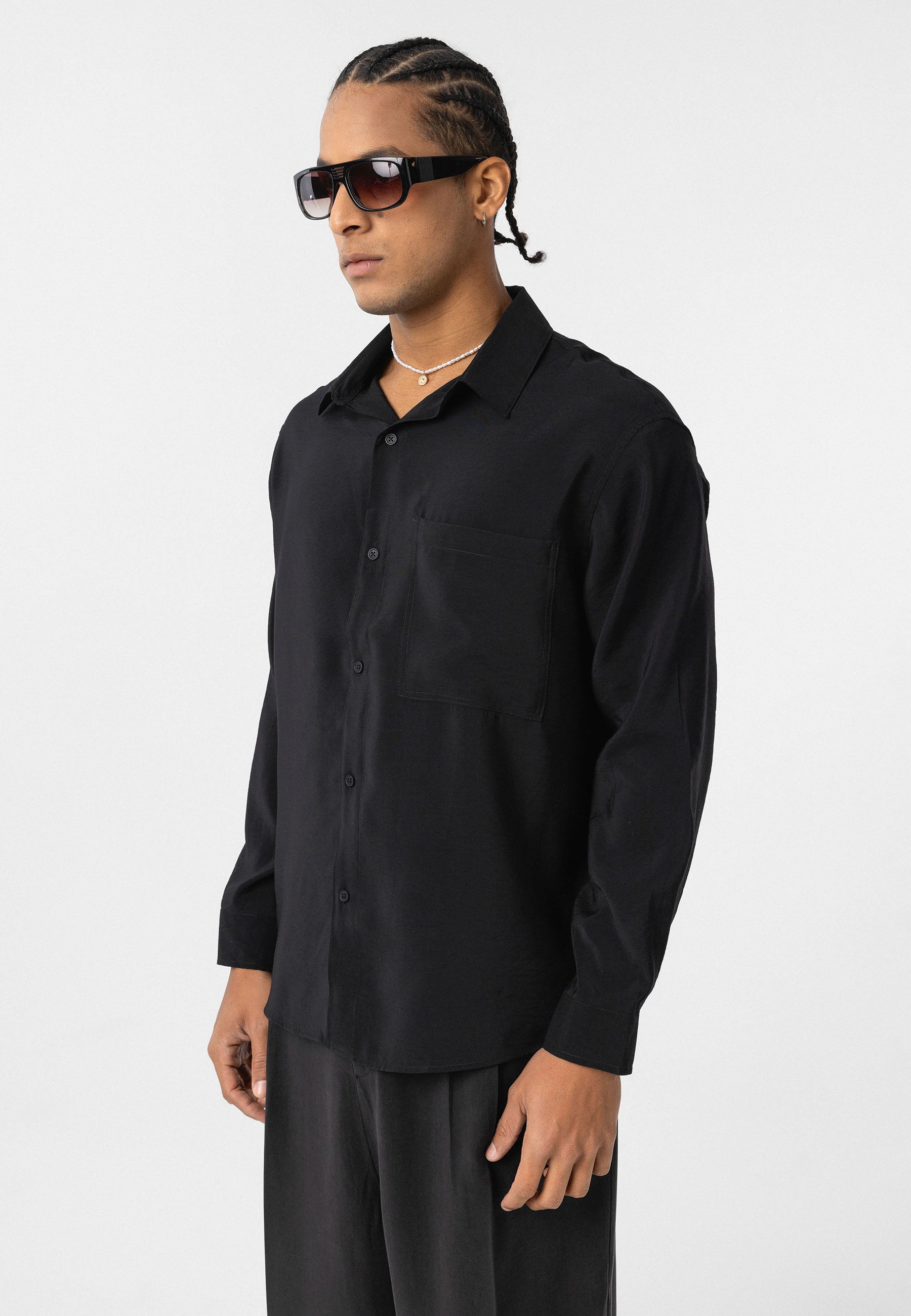 Black Button-Up Shirt – Comfort Fit, Clean Modern Style