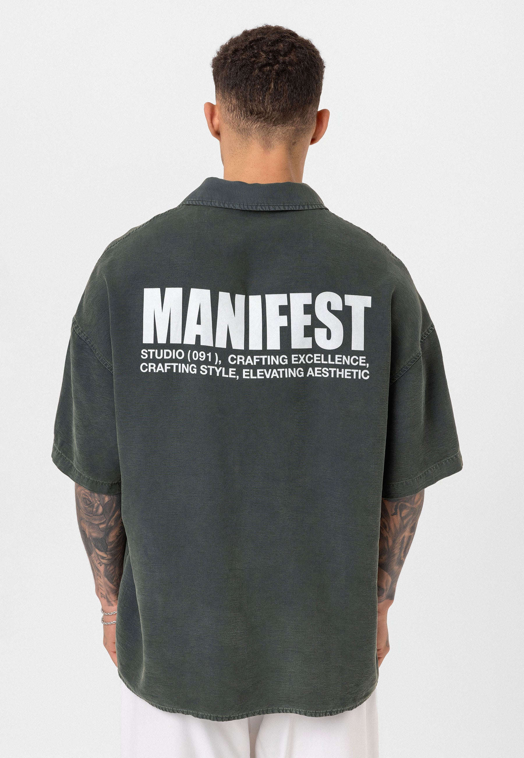 Washed Black Oversize Printed Short Sleeve Shirt – Relaxed Street Style