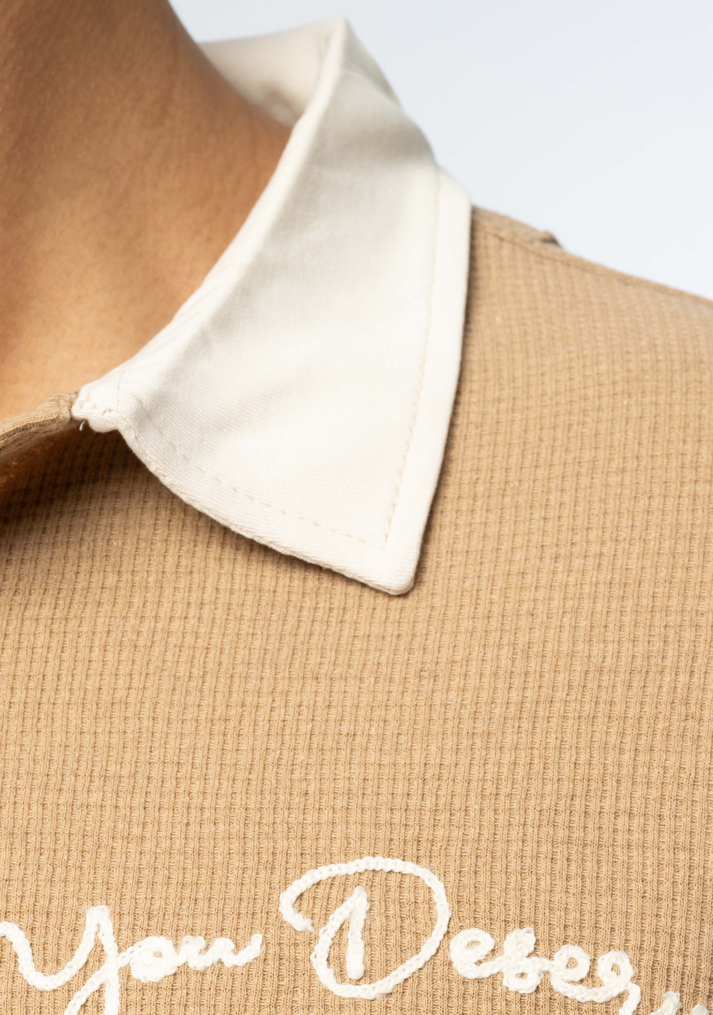 Beige Graphic T-Shirts Bold ABC Statement Design