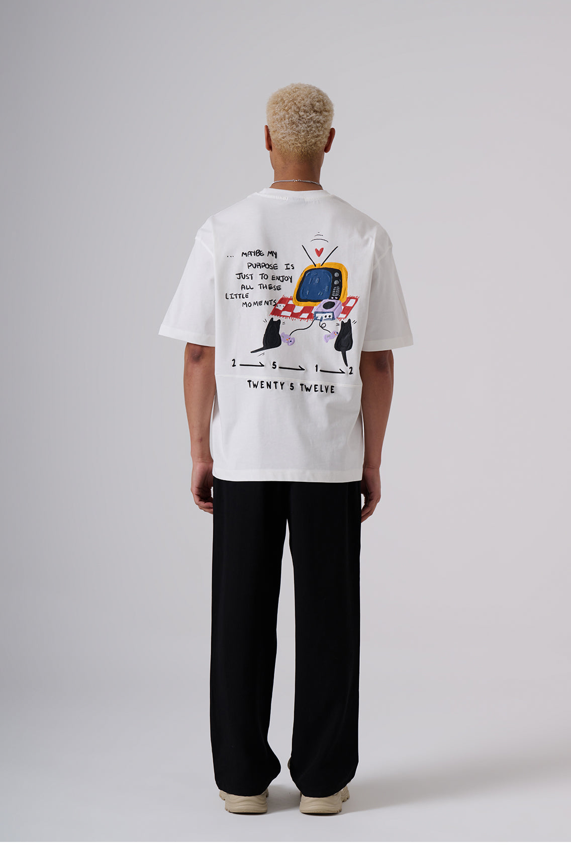 White Oversized T‑Shirt – Subtle GOOD Chest Graphic