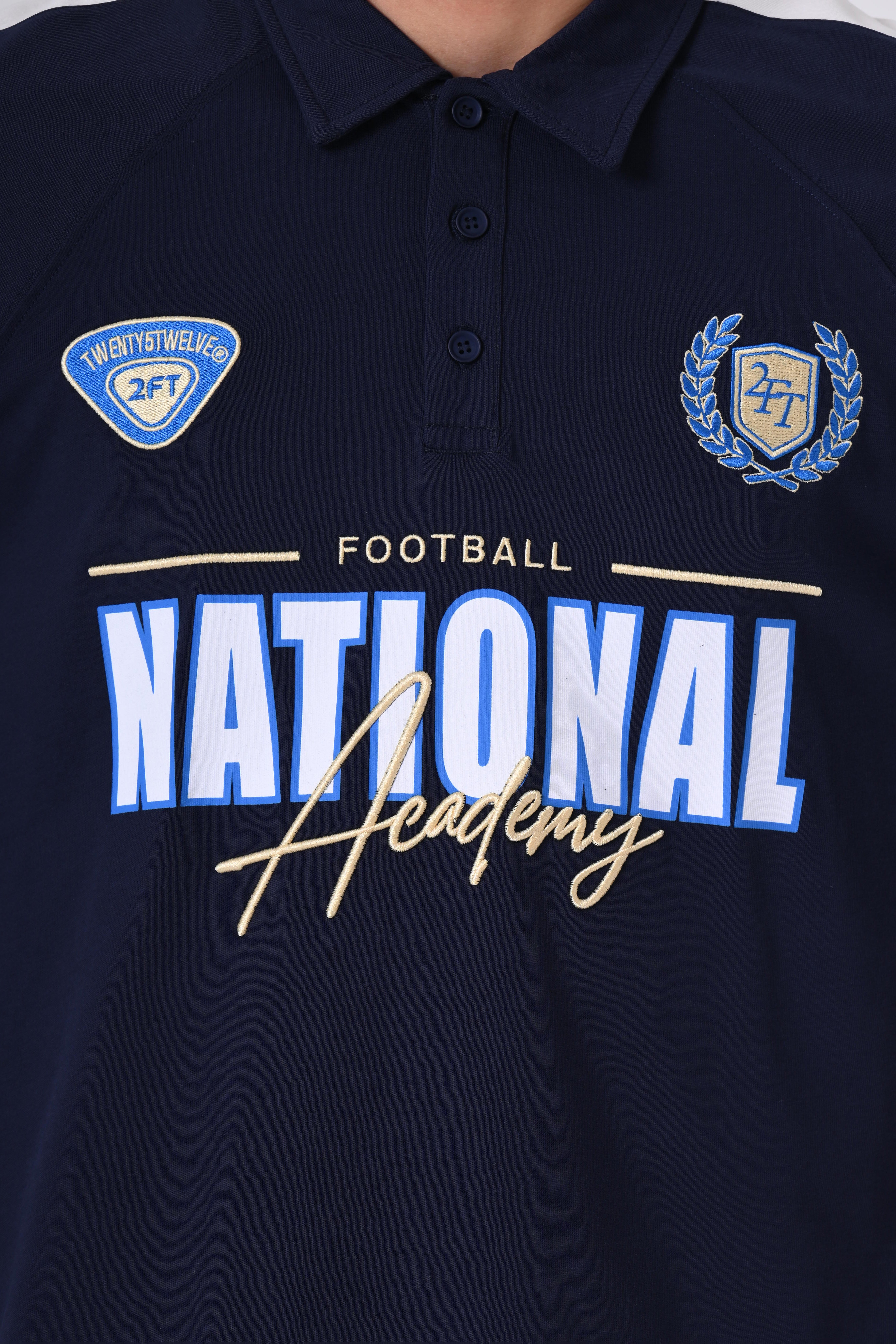 Oversized Polo Tee with Bold Collegiate Print