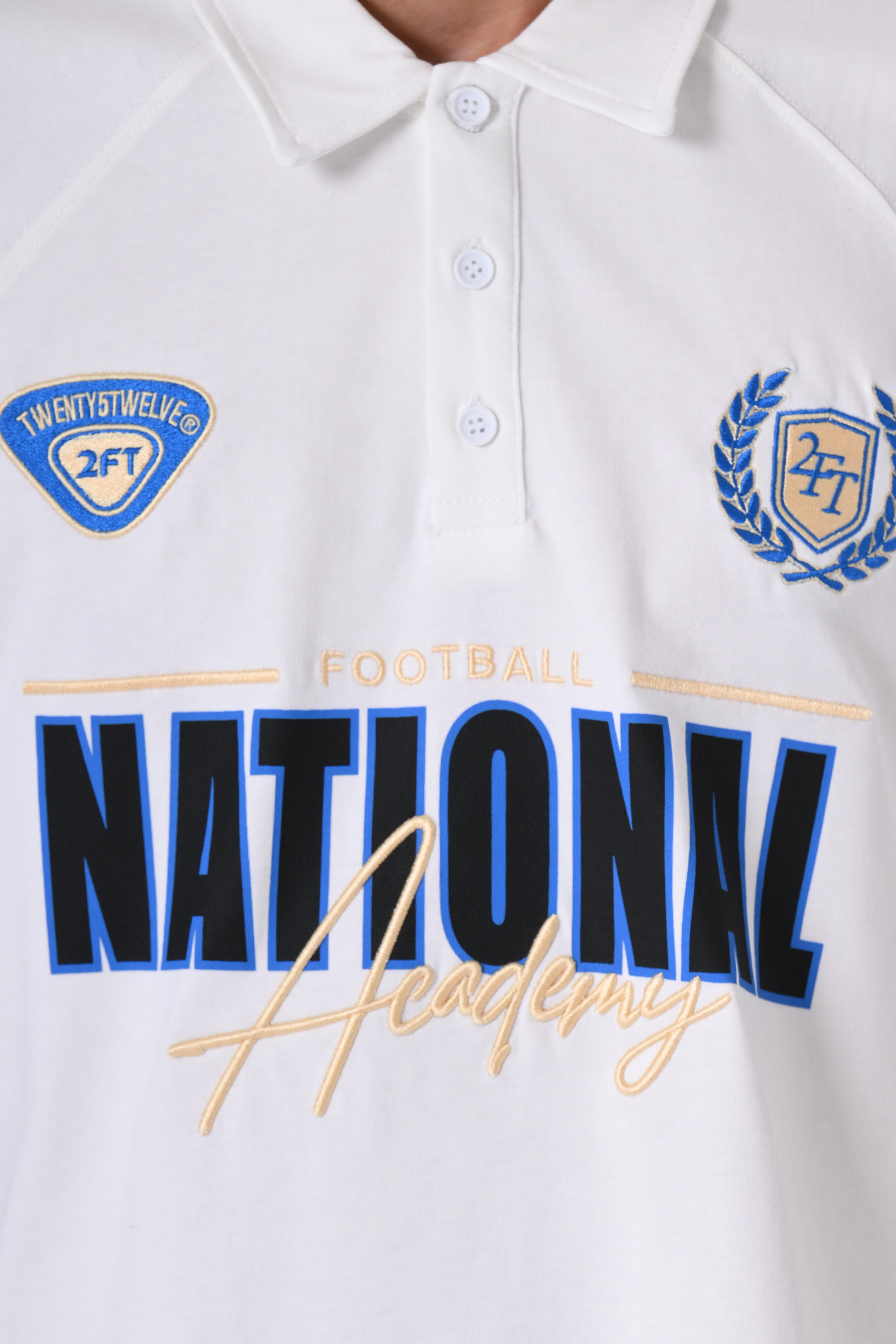 Oversized Polo Tee with Bold Collegiate Print