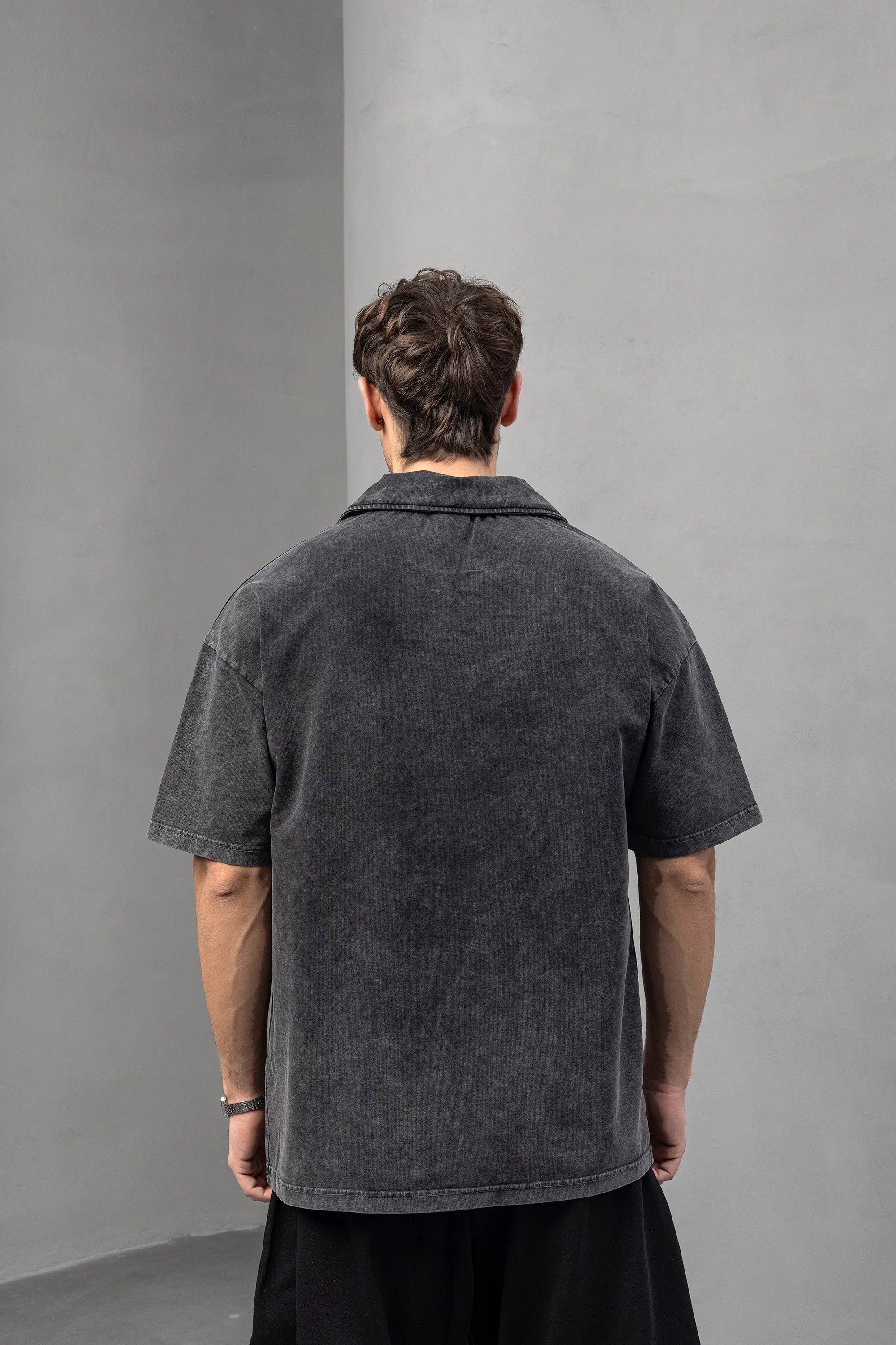 Vintage Grey Polo Tee with 77 Graphic Detail