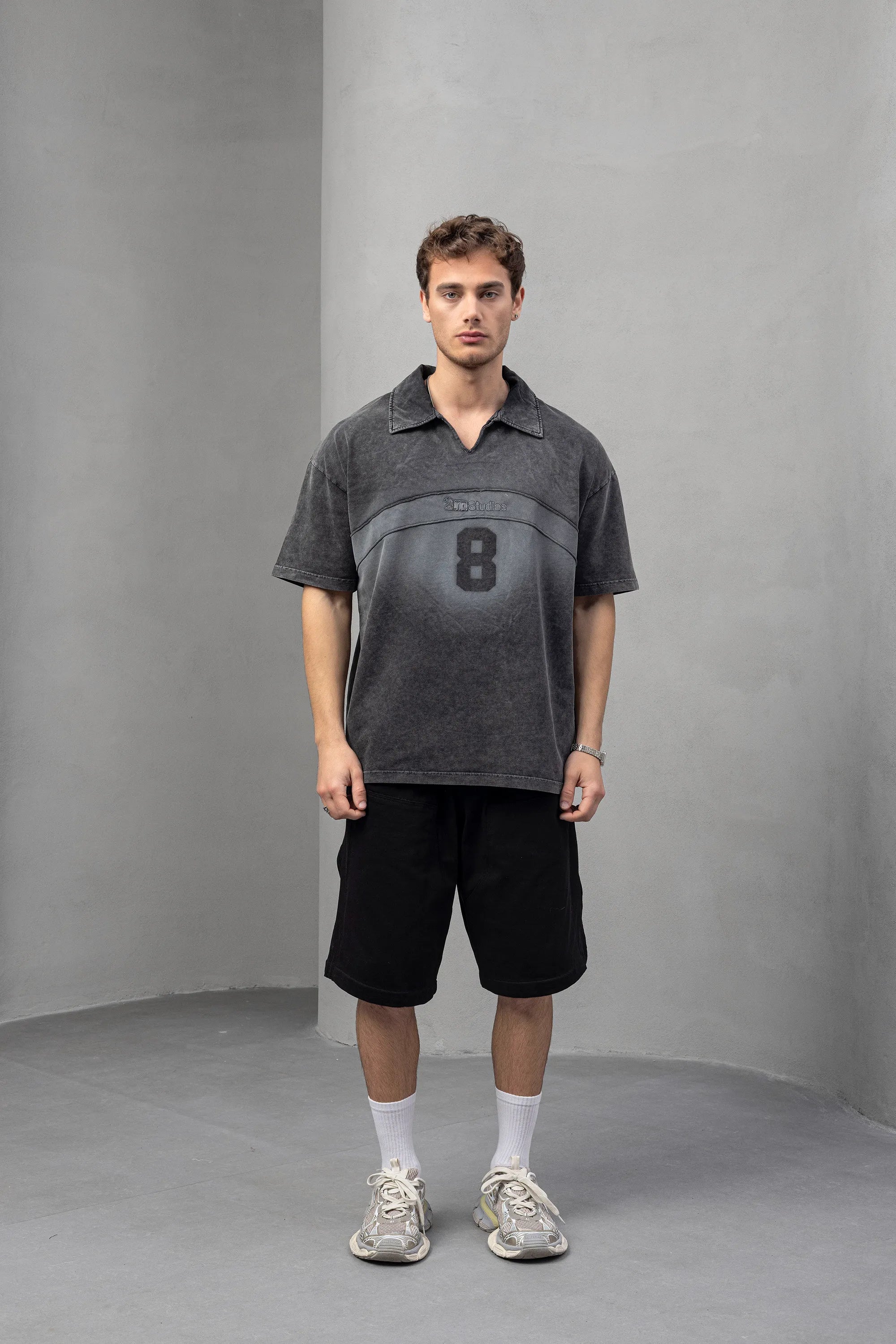 Gray Polo Tee with 8 Graphic Design