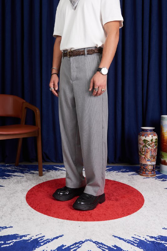 Men’s Korean Minimalist Wide-Leg Trouser | Casual Relaxed-Fit Pants
