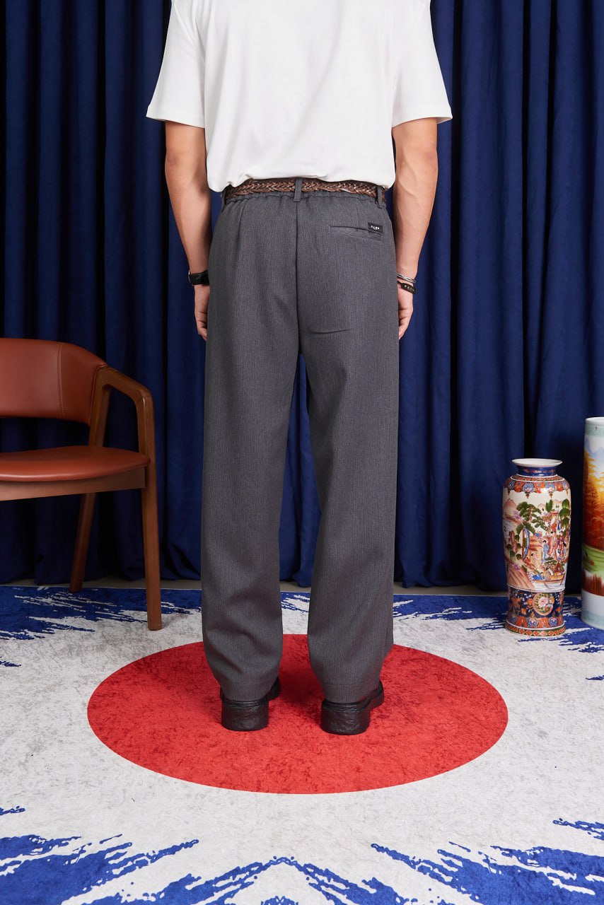 Men’s Korean Minimalist Wide-Leg Trouser | Casual Relaxed-Fit Pants
