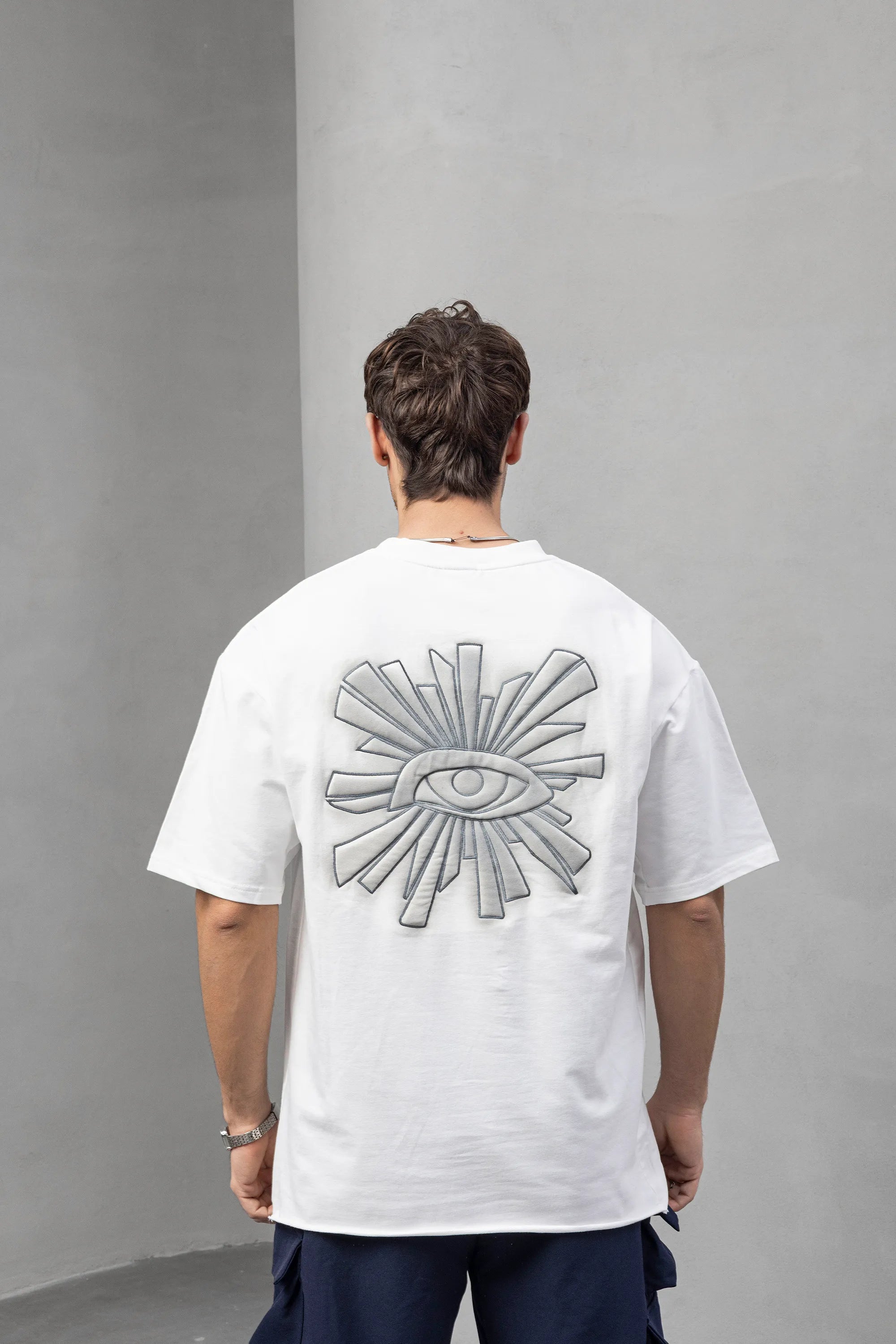 Eye Graphic Embroidered T-Shirt for Men