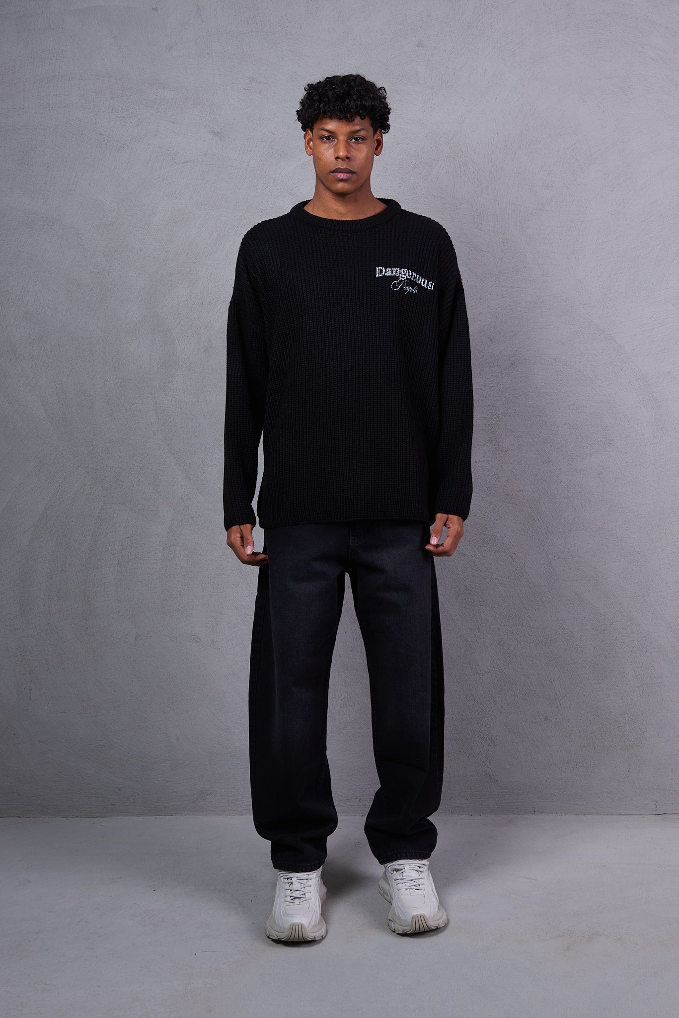 Black About:Blank Oversized Sweater