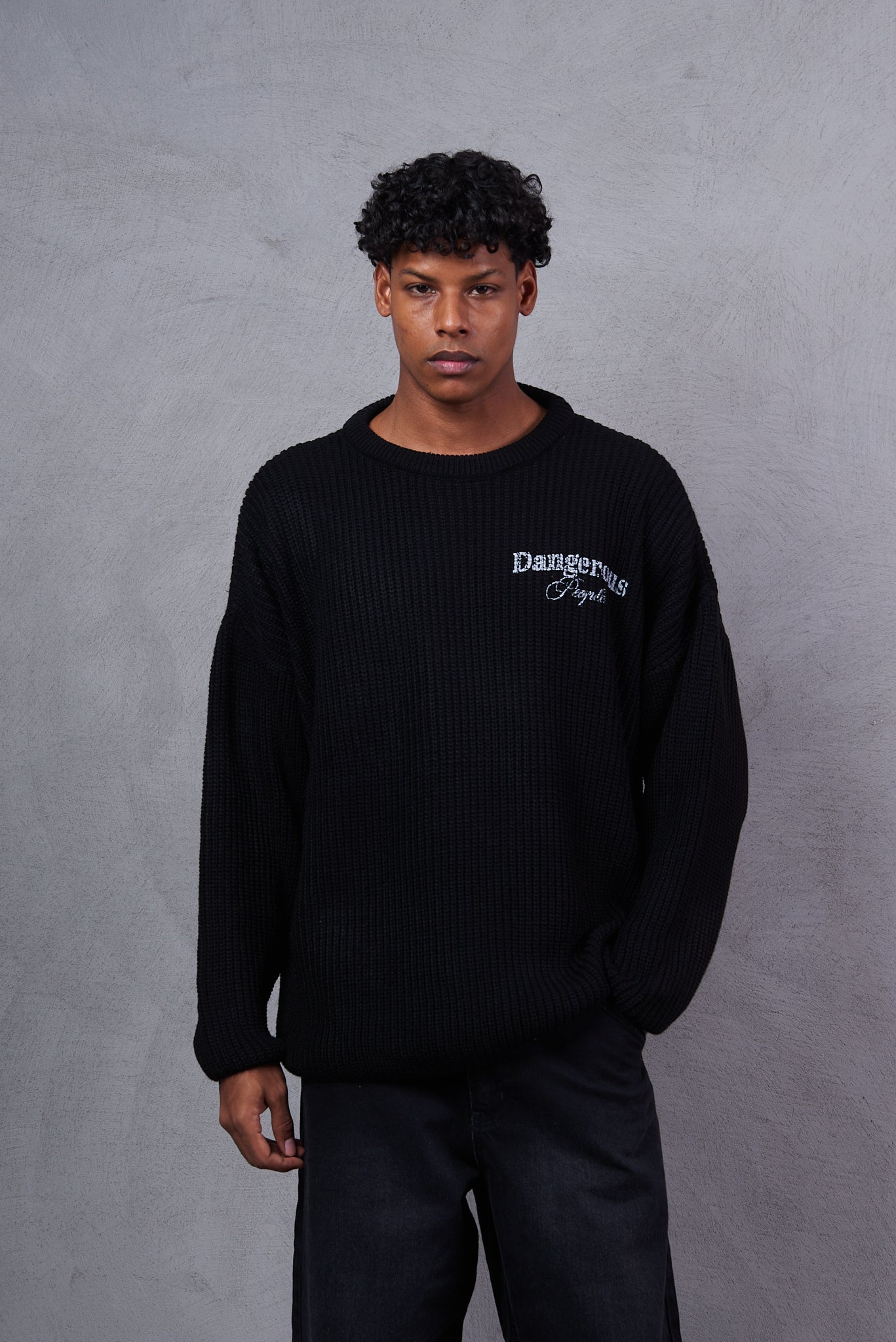 Black About:Blank Oversized Sweater