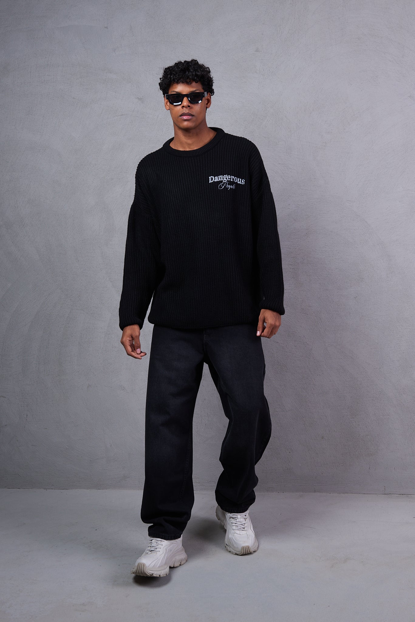 Black About:Blank Oversized Sweater