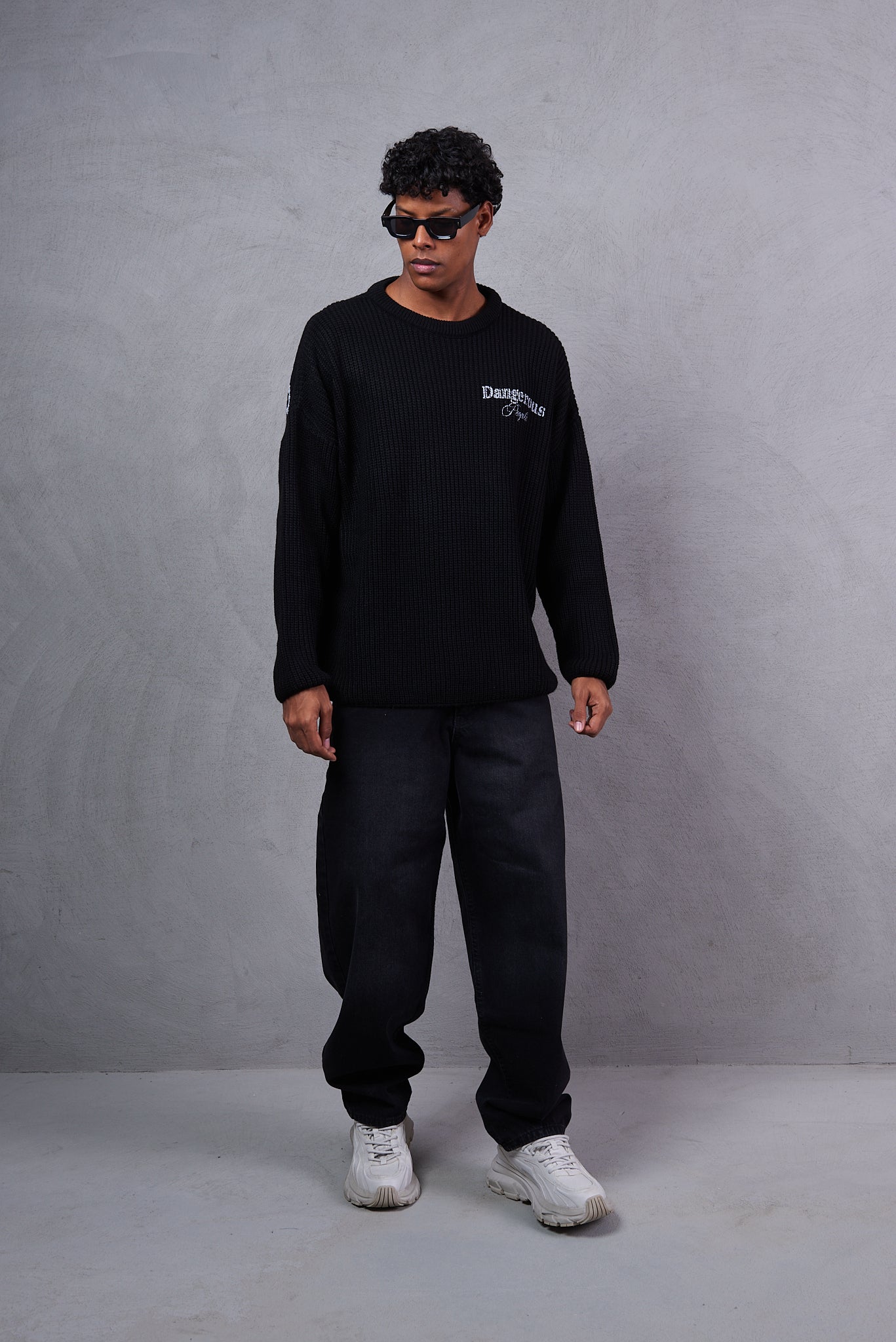 Black About:Blank Oversized Sweater