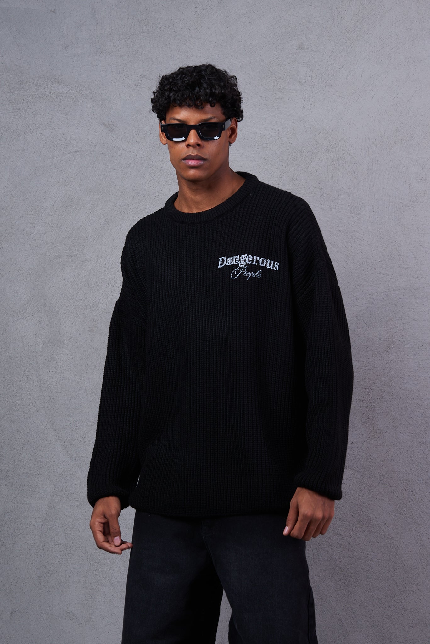 Black About:Blank Oversized Sweater
