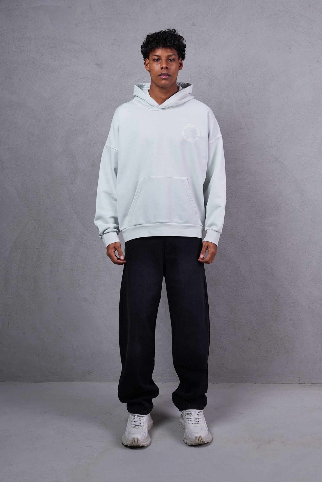 Bershka Tonal Print Tech Zip-Through Hoodie – Grey