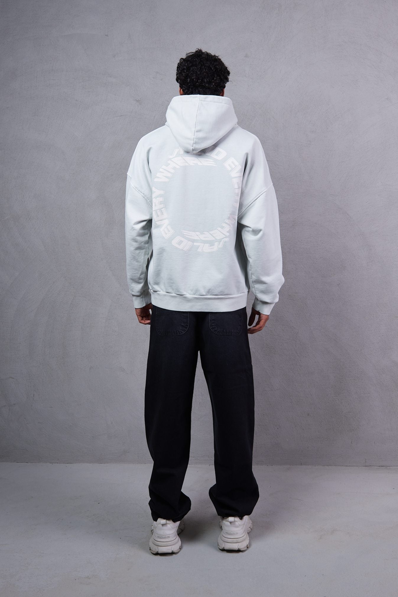 Bershka Tonal Print Tech Zip-Through Hoodie – Grey
