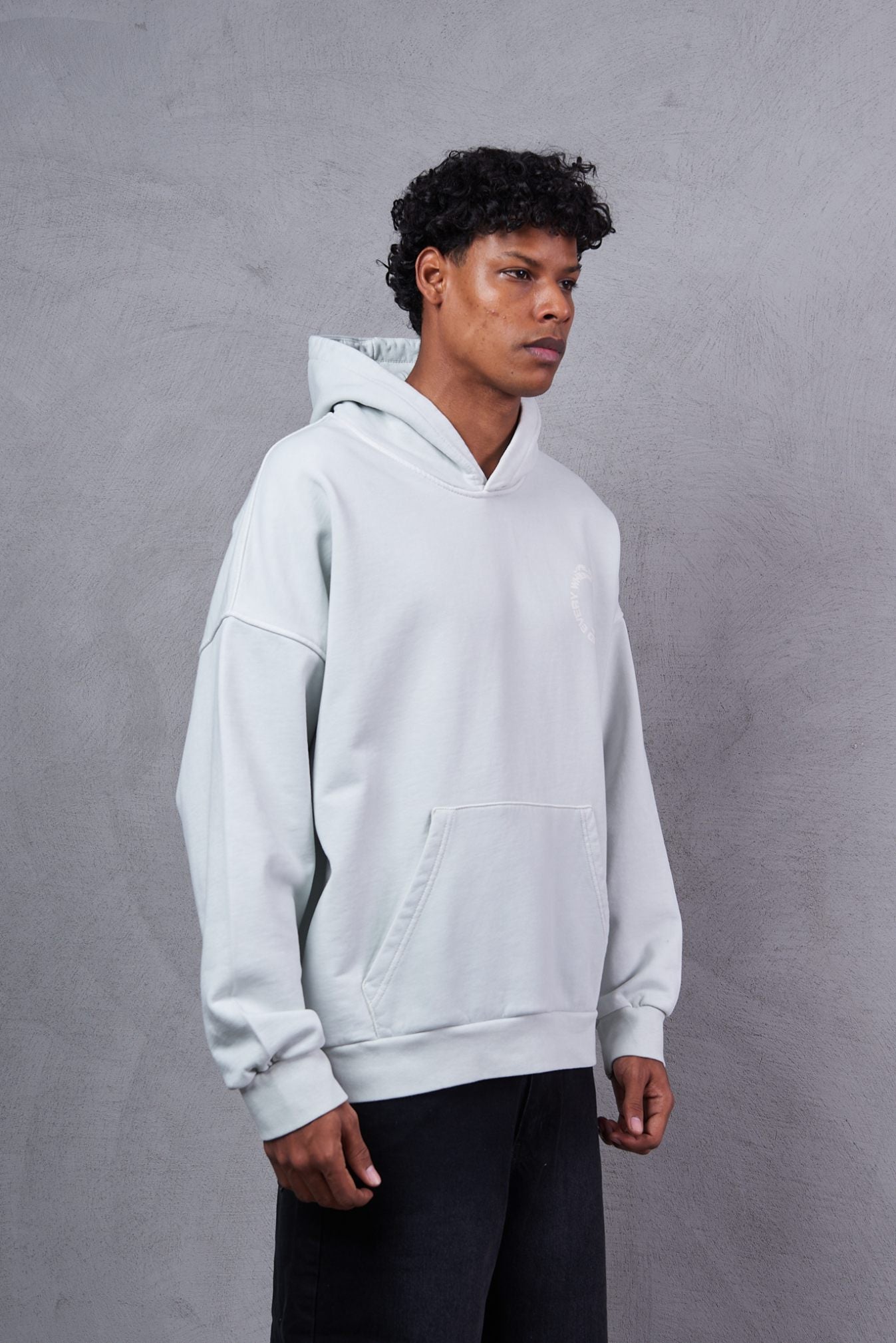 Bershka Tonal Print Tech Zip-Through Hoodie – Grey
