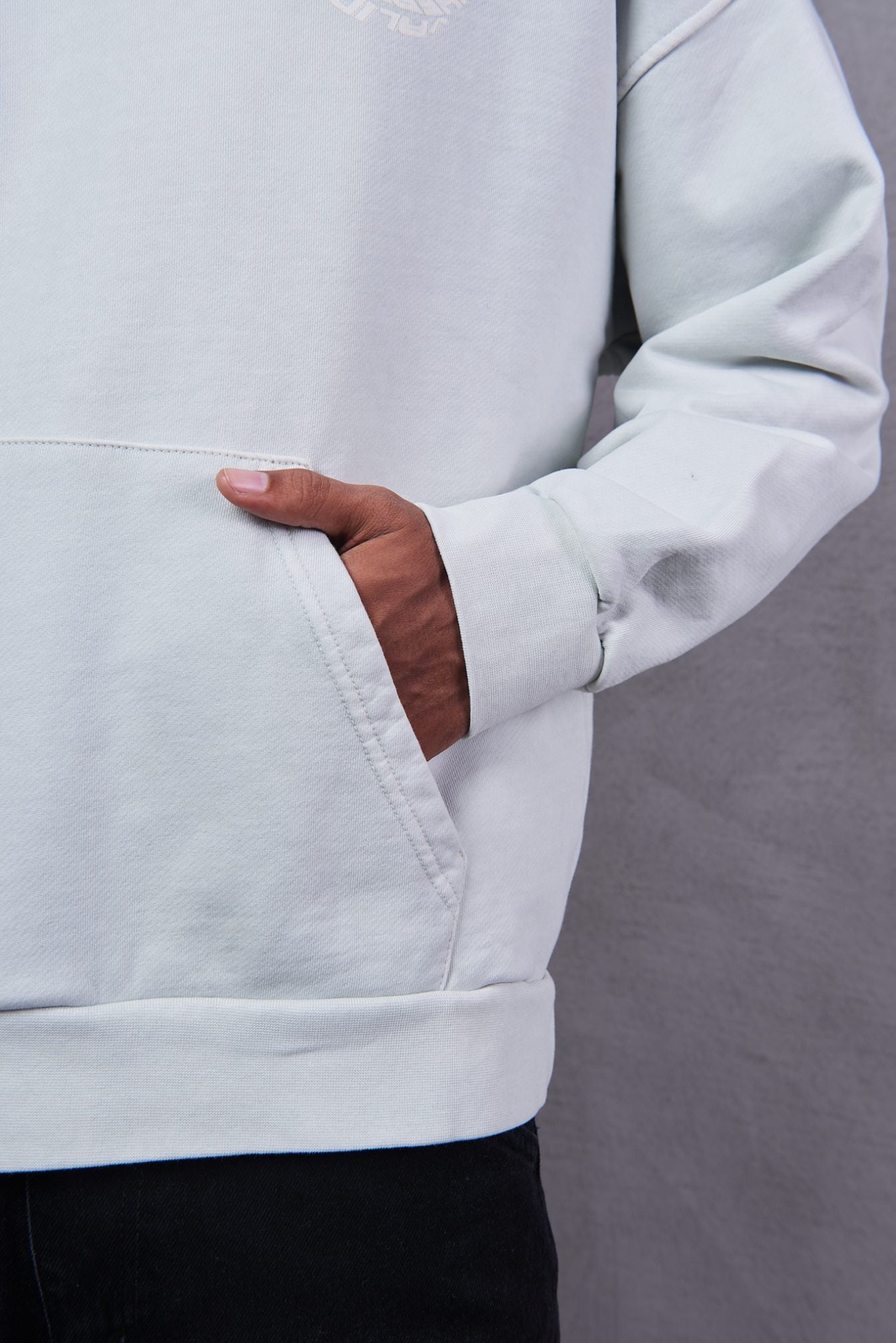 Bershka Tonal Print Tech Zip-Through Hoodie – Grey