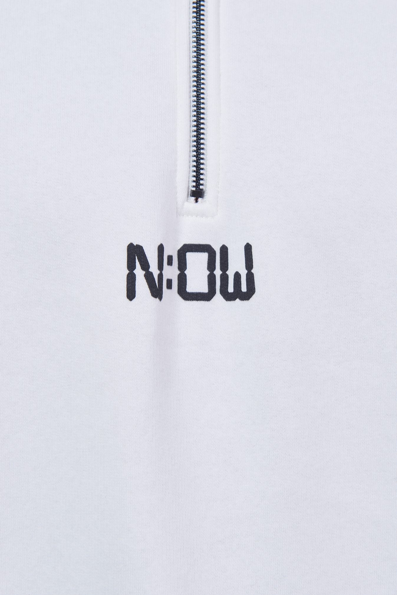 Printed Zip-Up Neck Sweatshirt – Off White