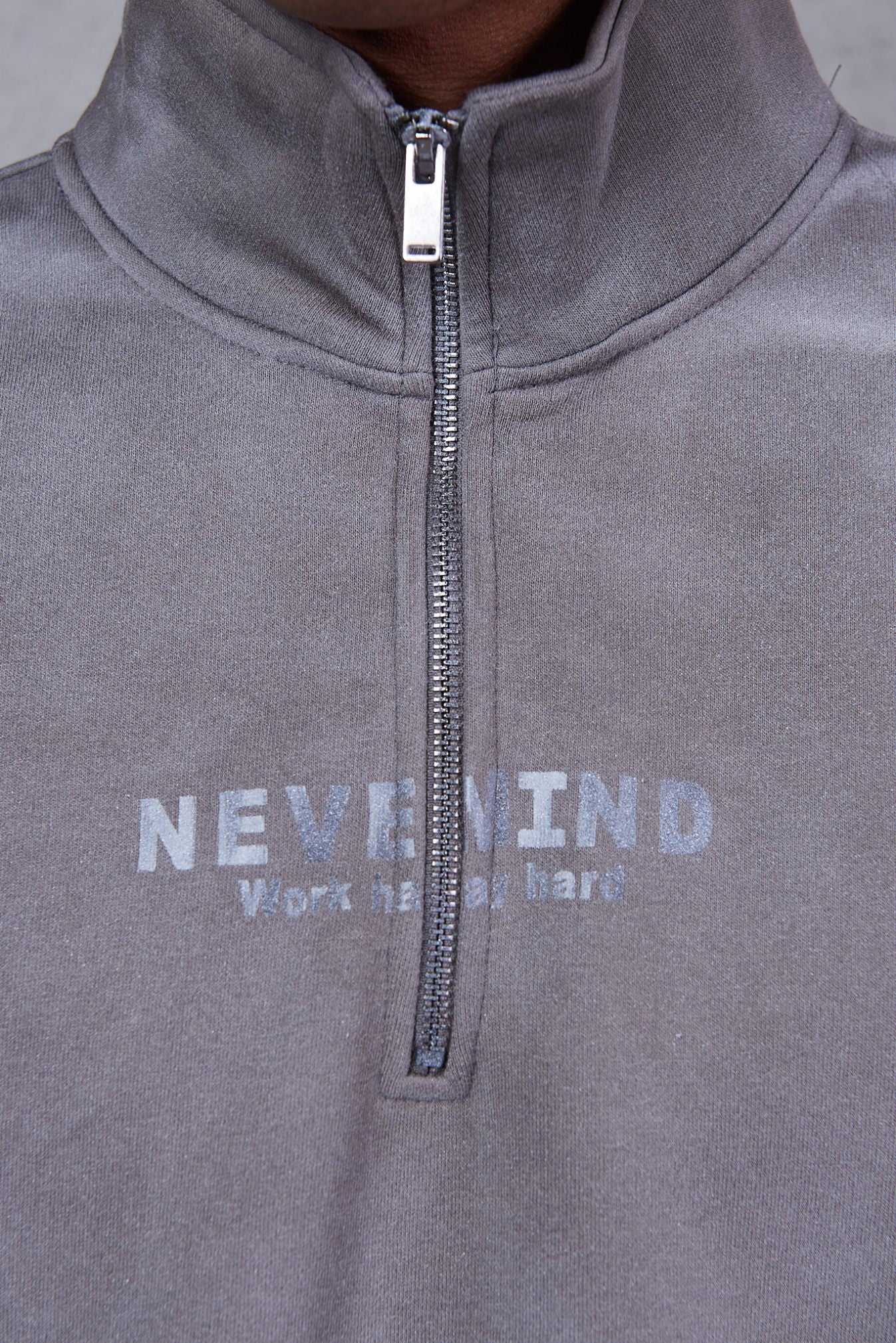Alexander Wang Oversized Half-Zip Sweatshirt – Washed Asphalt / Black
