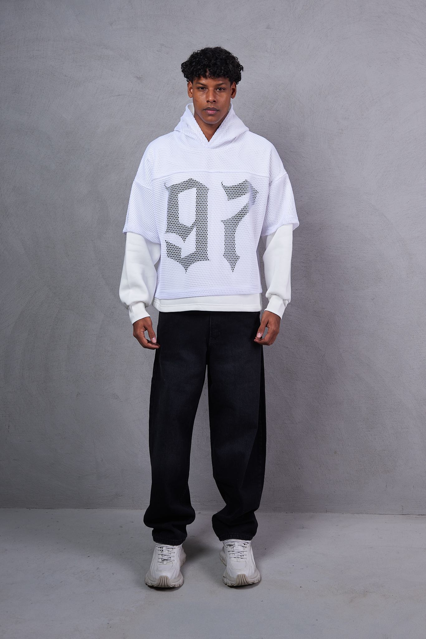 Men Typographic Print Oversized Hoodie