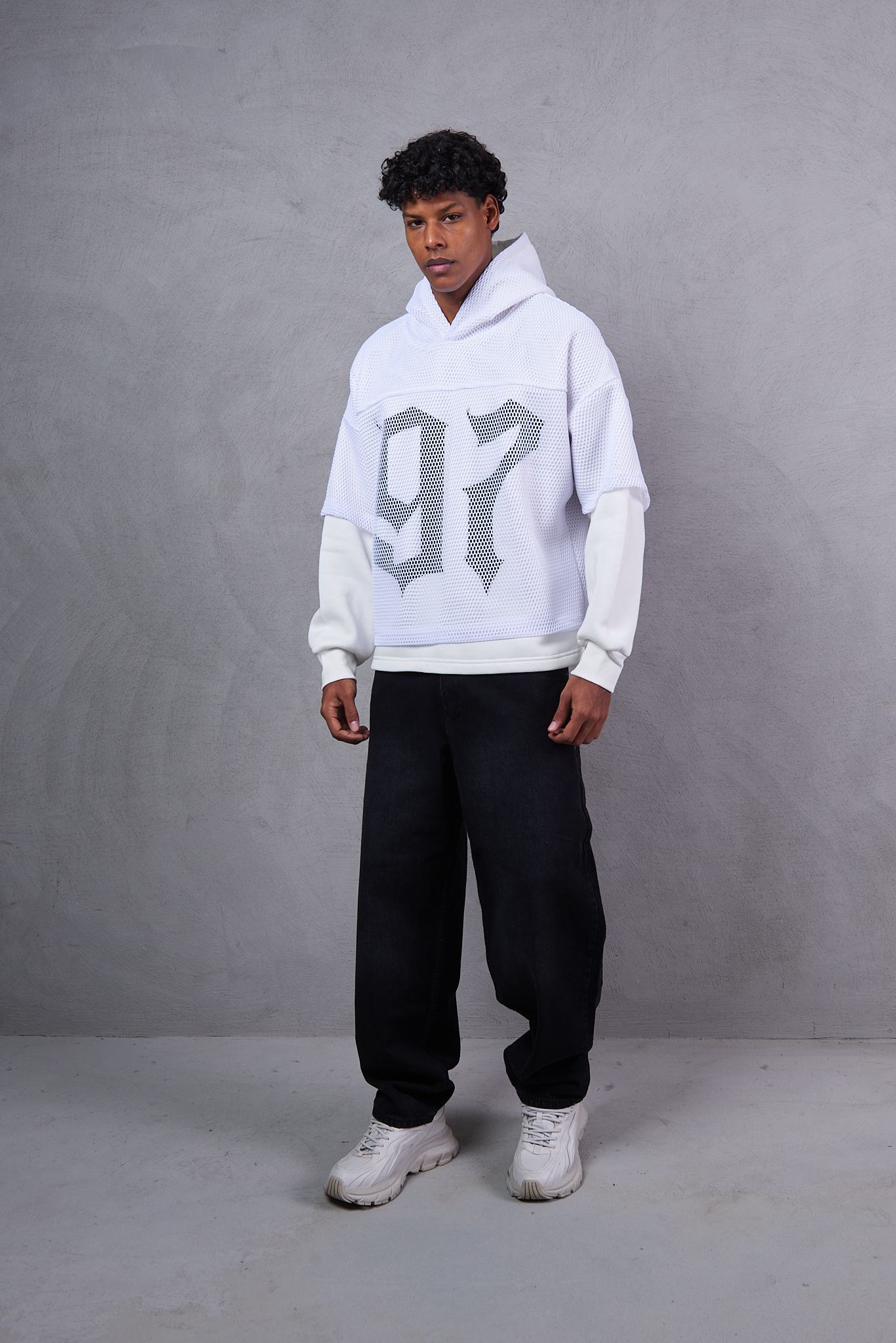 Men Typographic Print Oversized Hoodie