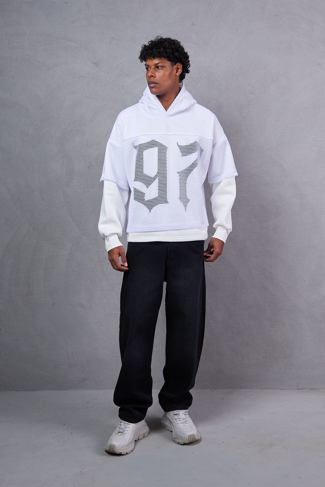 Men Typographic Print Oversized Hoodie