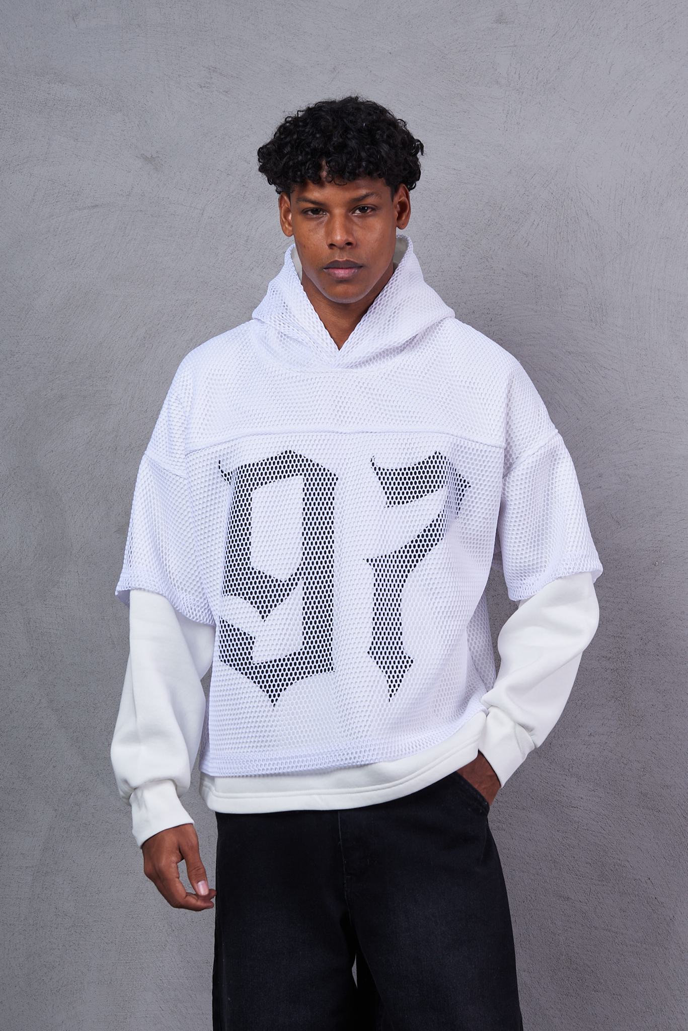 Men Typographic Print Oversized Hoodie