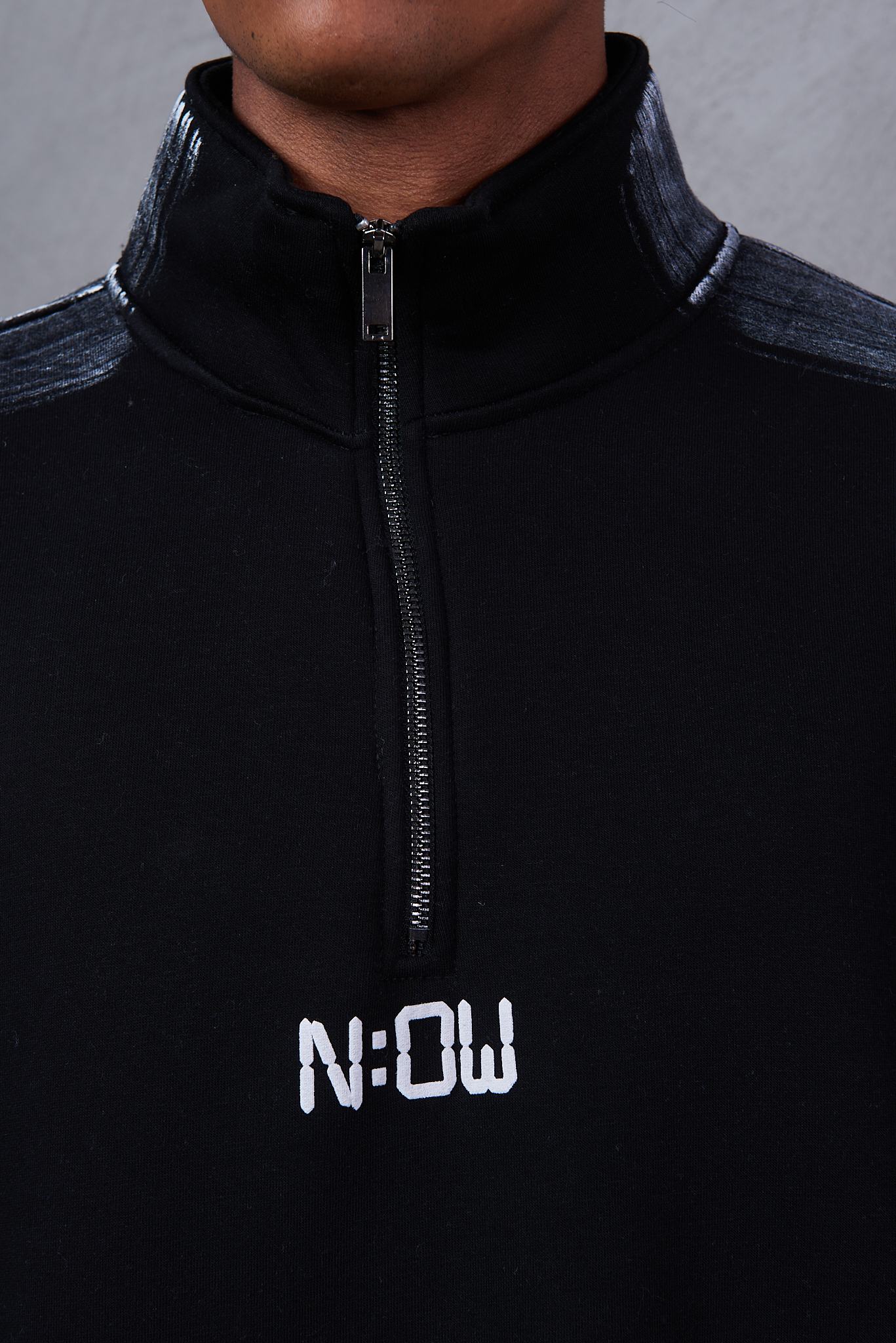 Martin Valen Sleeve-Striped Half-Zip Black Sweatshirt