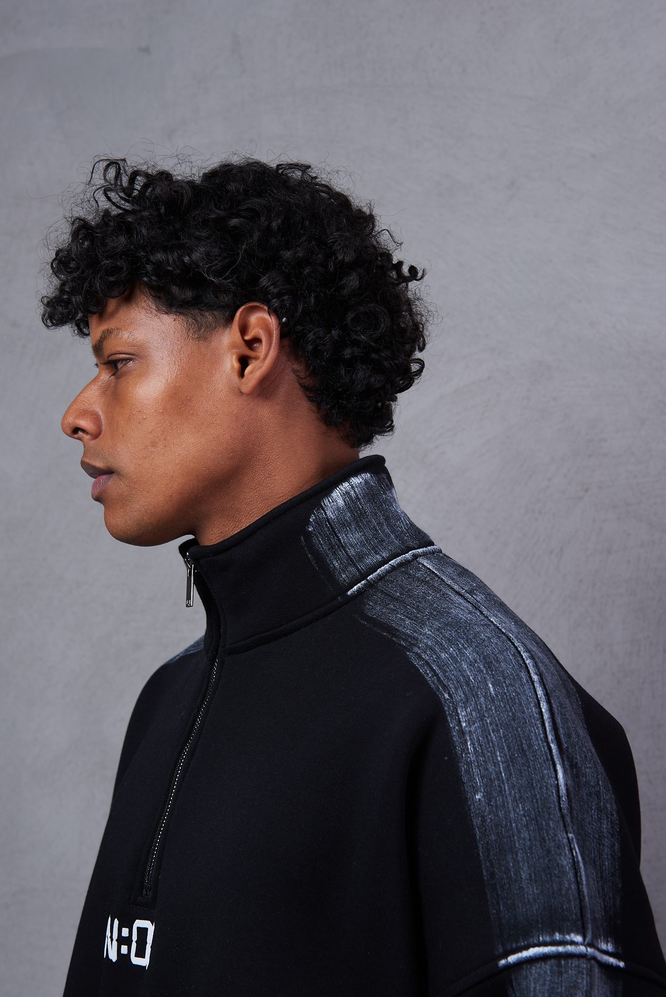 Martin Valen Sleeve-Striped Half-Zip Black Sweatshirt
