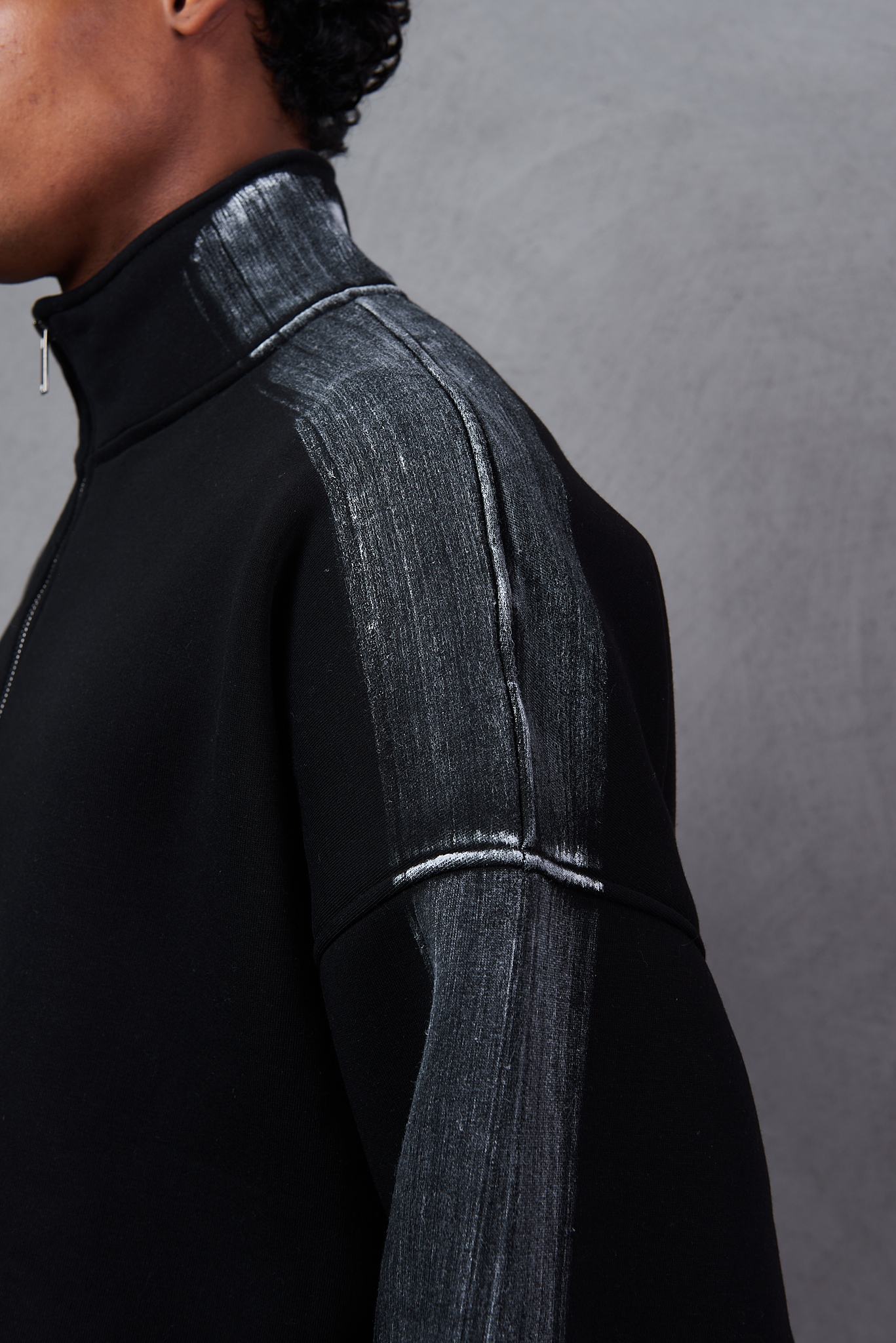 Martin Valen Sleeve-Striped Half-Zip Black Sweatshirt