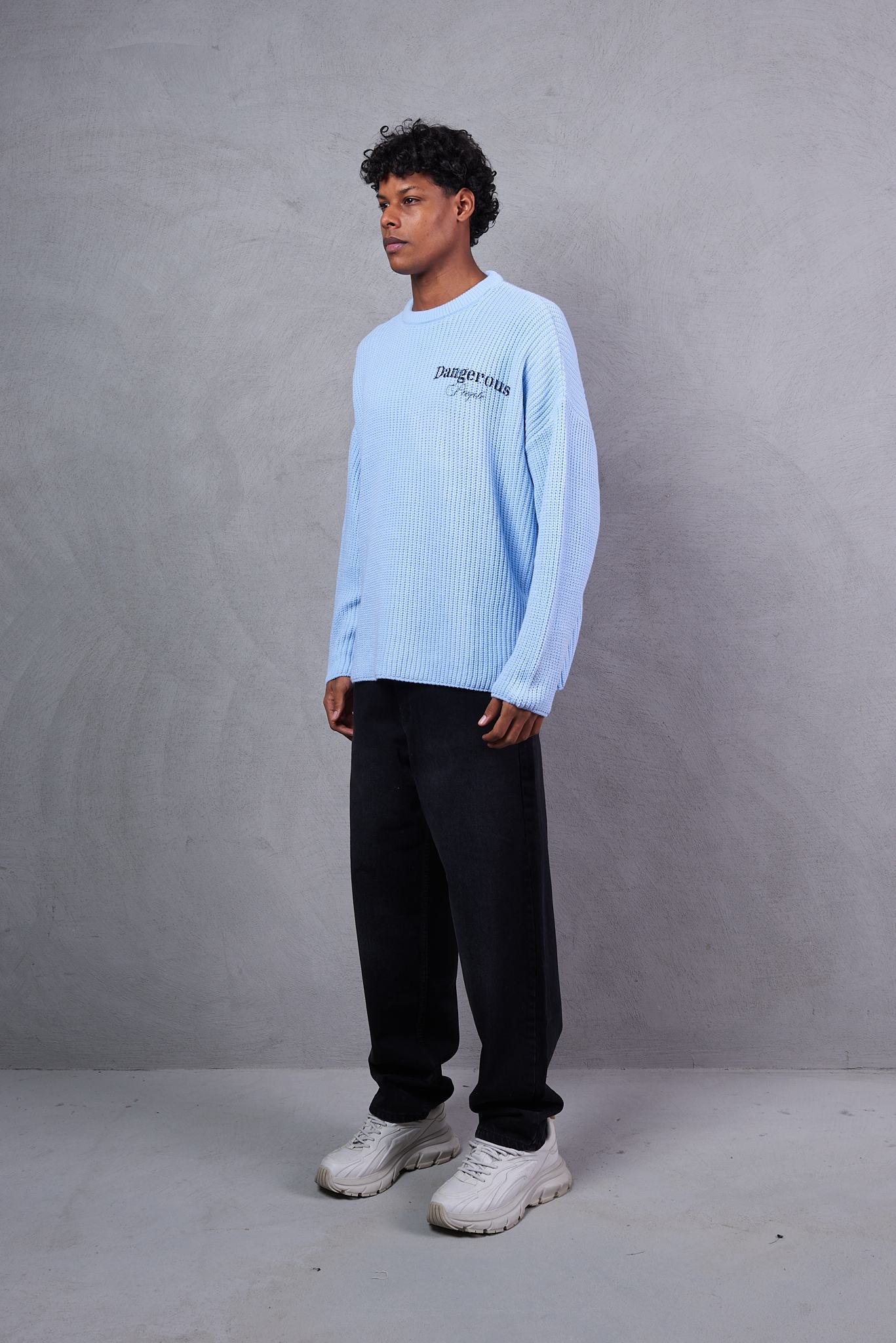 Blue Knitted Cotton Sweater For Boys