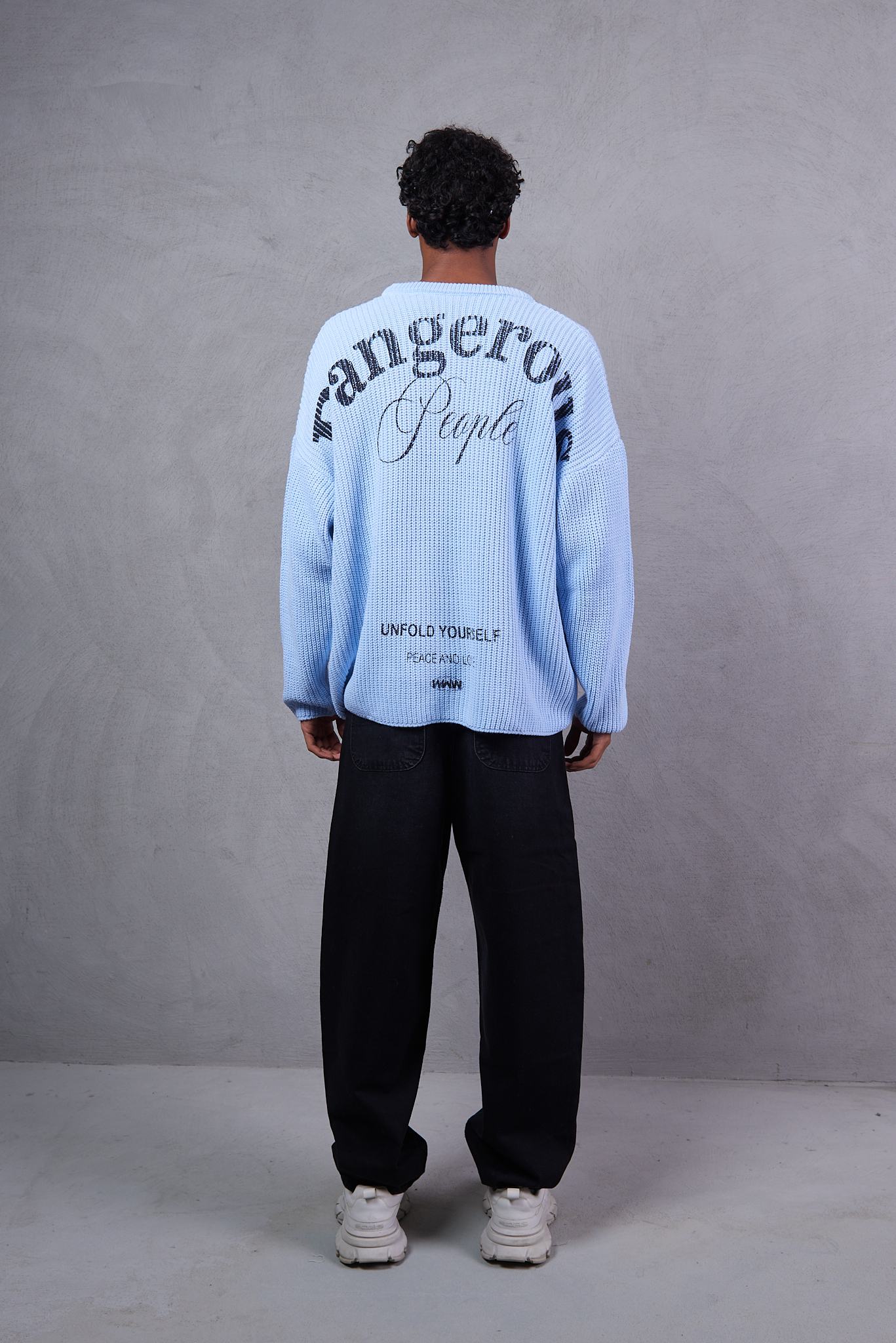 Blue Knitted Cotton Sweater For Boys