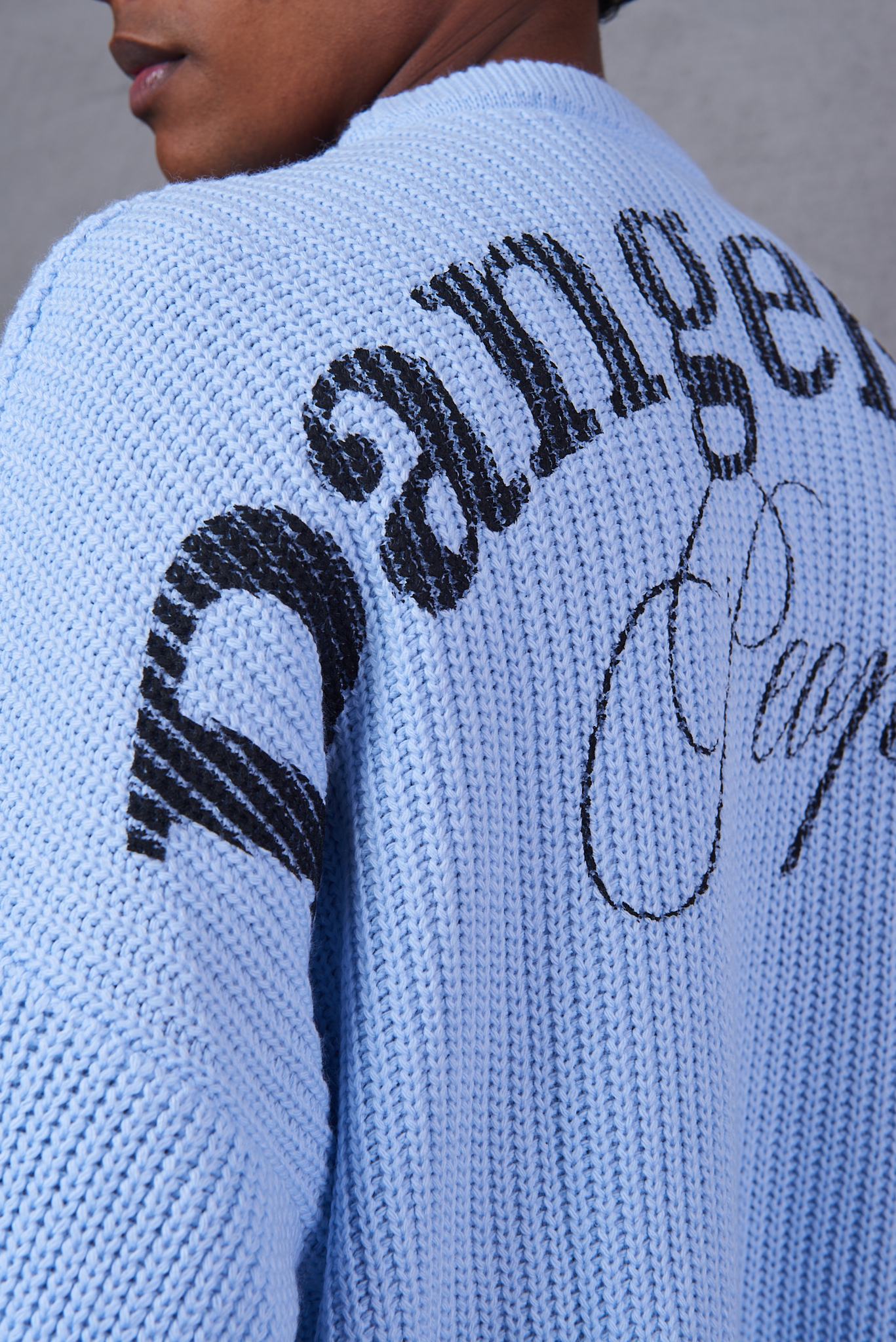 Blue Knitted Cotton Sweater For Boys