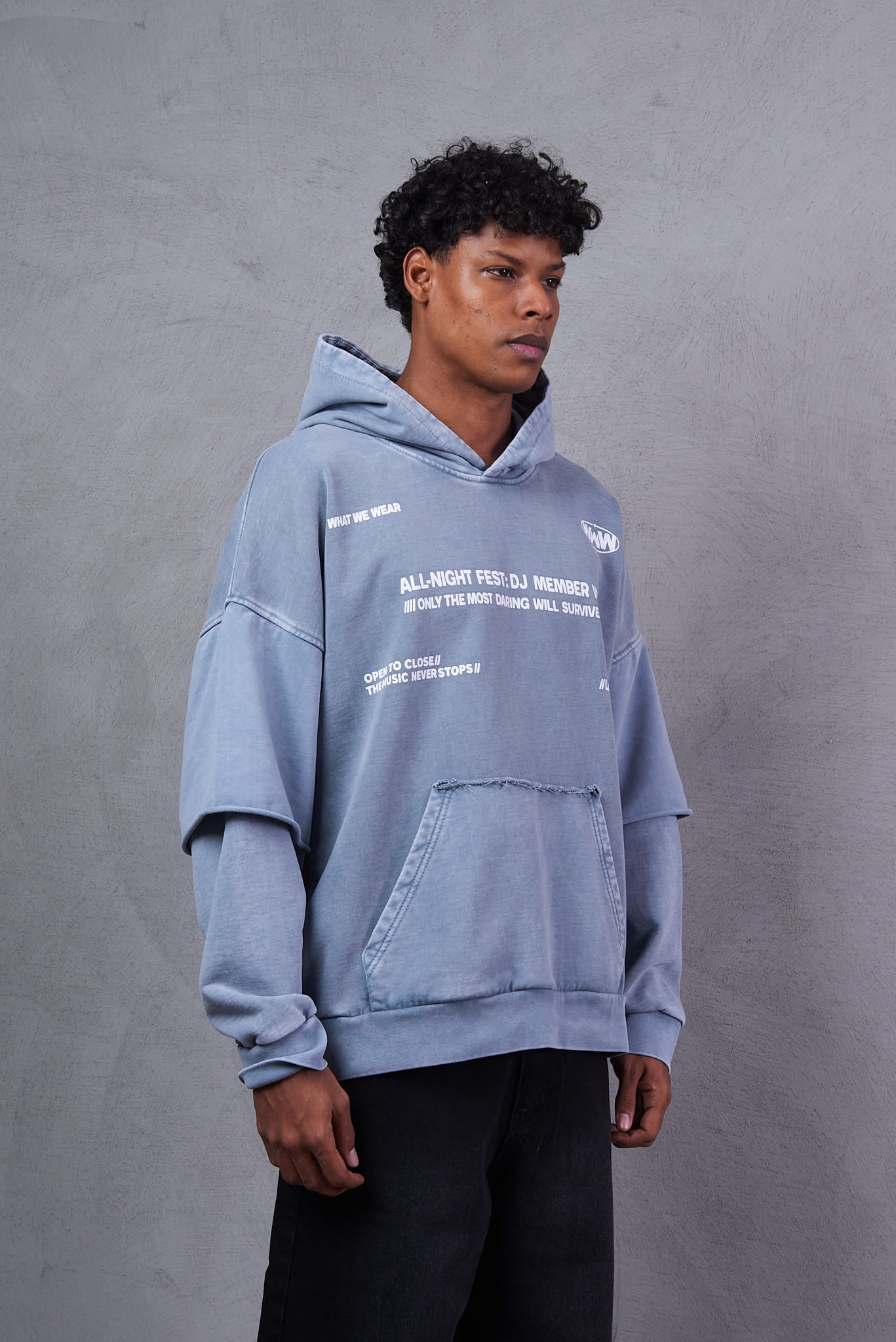 Open YY Long-Sleeve Hoodie – Light Blue
